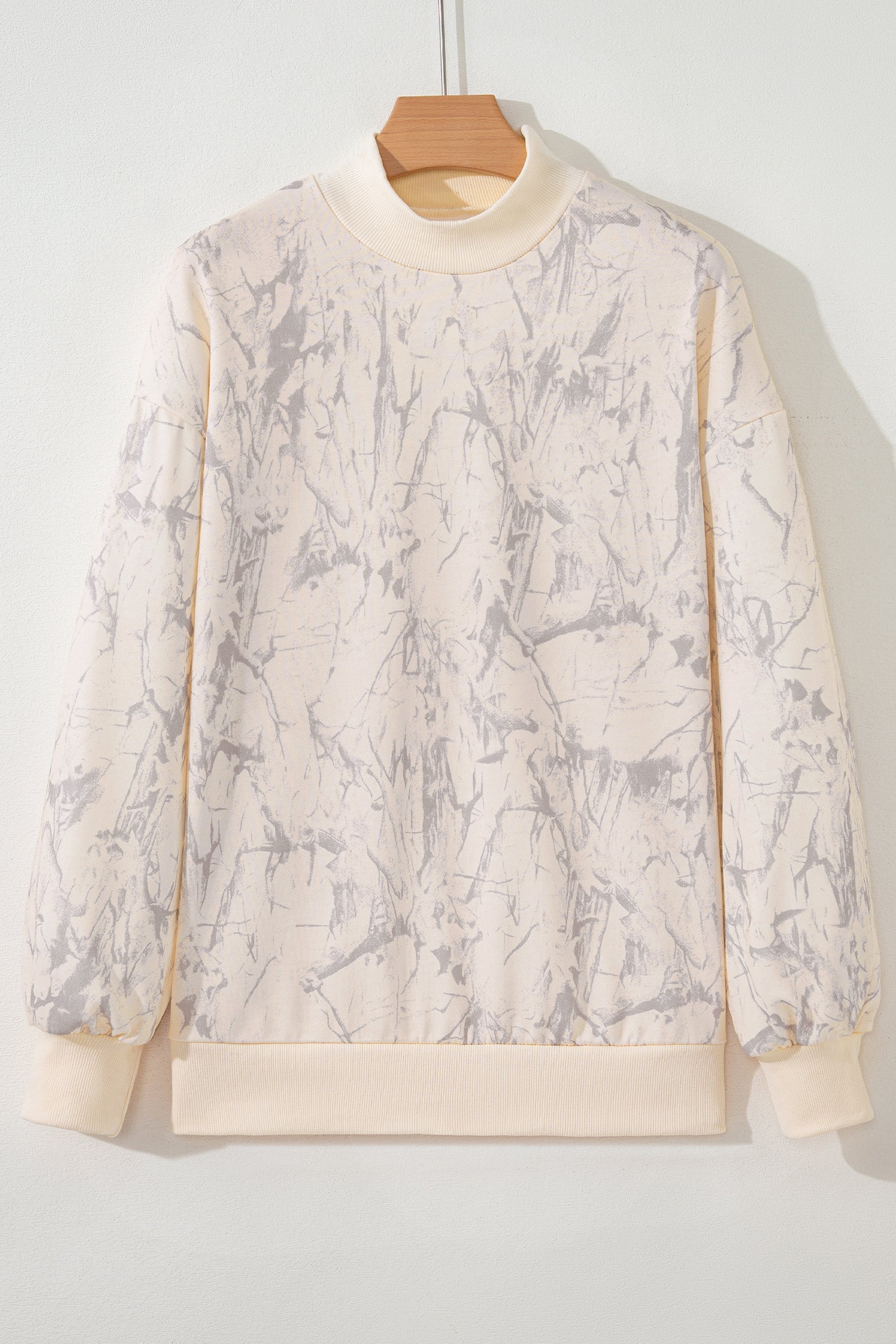 Khaki Camo Mock Neck Baggy Sweatshirt-Tops/Sweatshirts & Hoodies-[Adult]-[Female]-2022 Online Blue Zone Planet