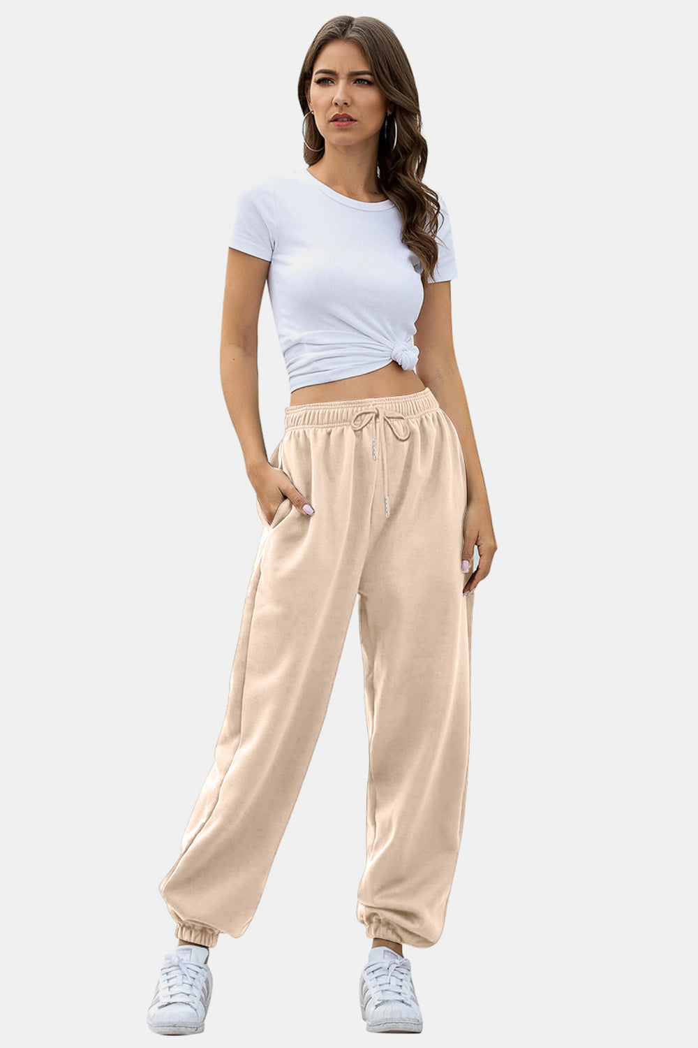 Elastic Waist Joggers with Pockets-TOPS / DRESSES-[Adult]-[Female]-2022 Online Blue Zone Planet