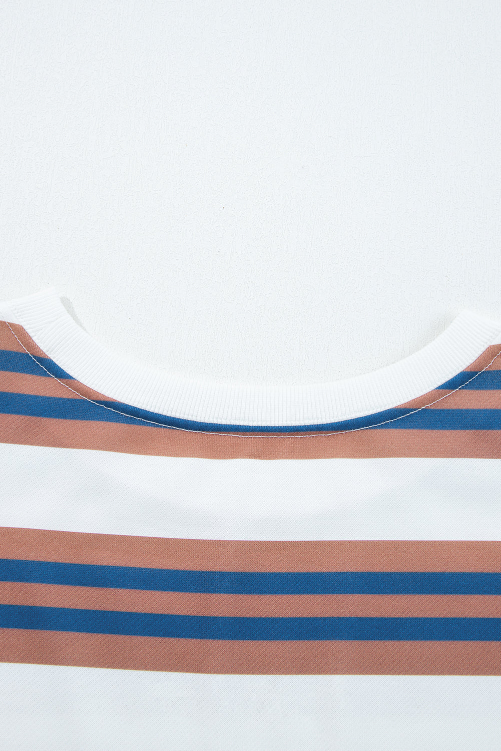 Brown Stripe Crew Neck Drop Shoulder Pullover Sweatshirt-Tops/Sweatshirts & Hoodies-[Adult]-[Female]-2022 Online Blue Zone Planet
