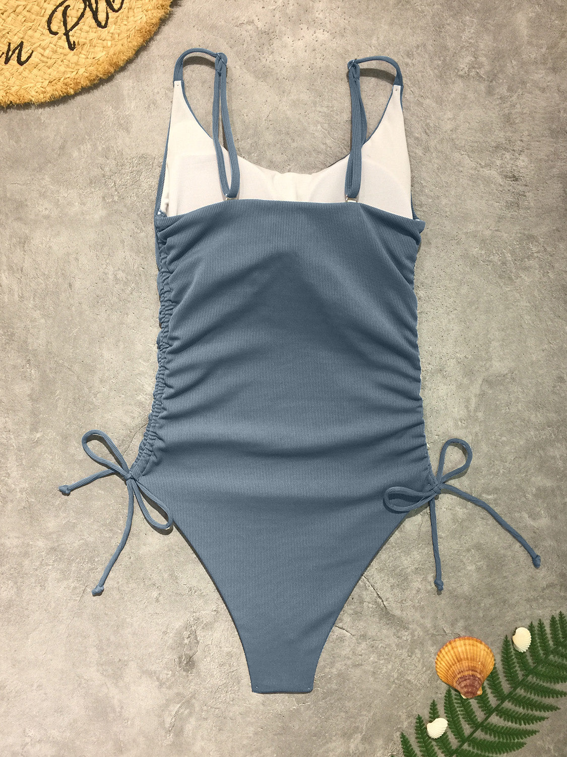 Drawstring Scoop Neck Sleeveless One-Piece Swimwear-TOPS / DRESSES-[Adult]-[Female]-2022 Online Blue Zone Planet