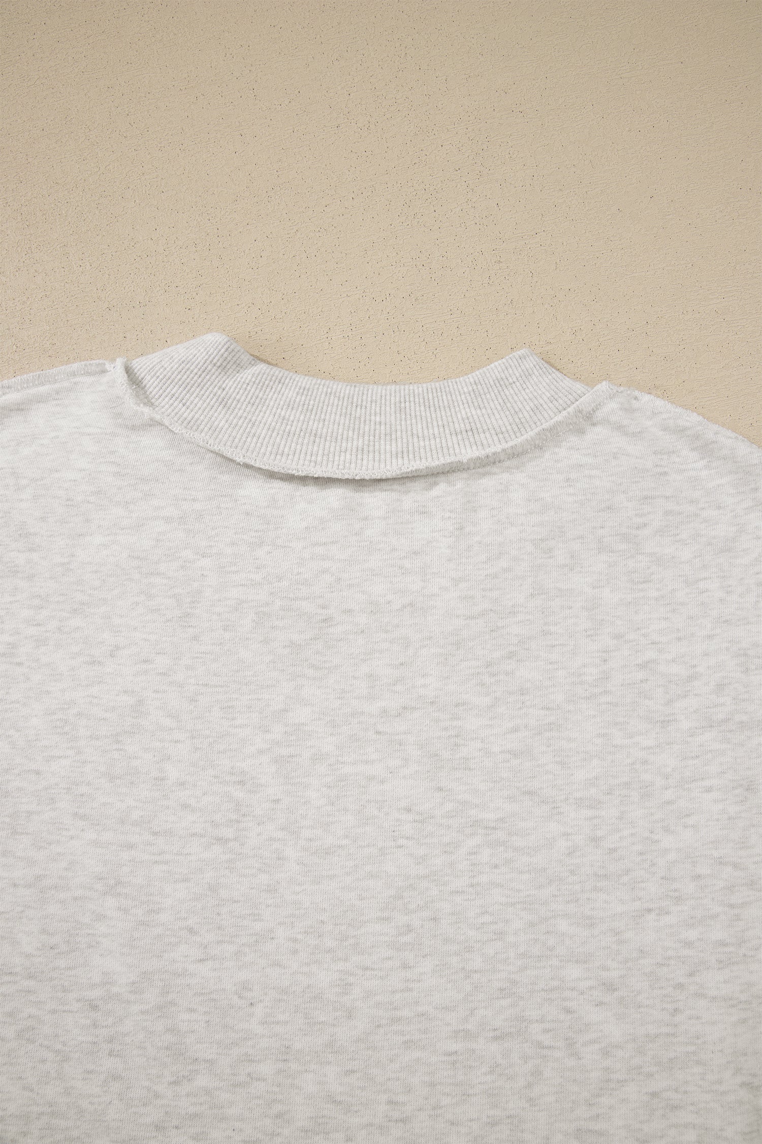 Light Grey Exposed Seam Detail Mock Neck Tee-Tops/Tops & Tees-[Adult]-[Female]-2022 Online Blue Zone Planet