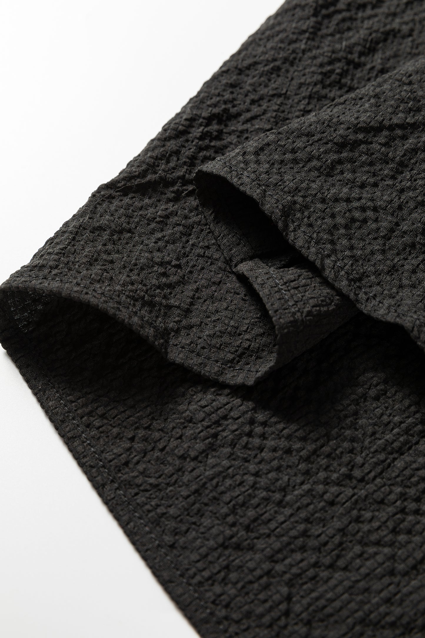 Black Color Block Patchwork Detail V Neck Textured Long Sleeve Blouse-Tops/Blouses & Shirts-[Adult]-[Female]-2022 Online Blue Zone Planet