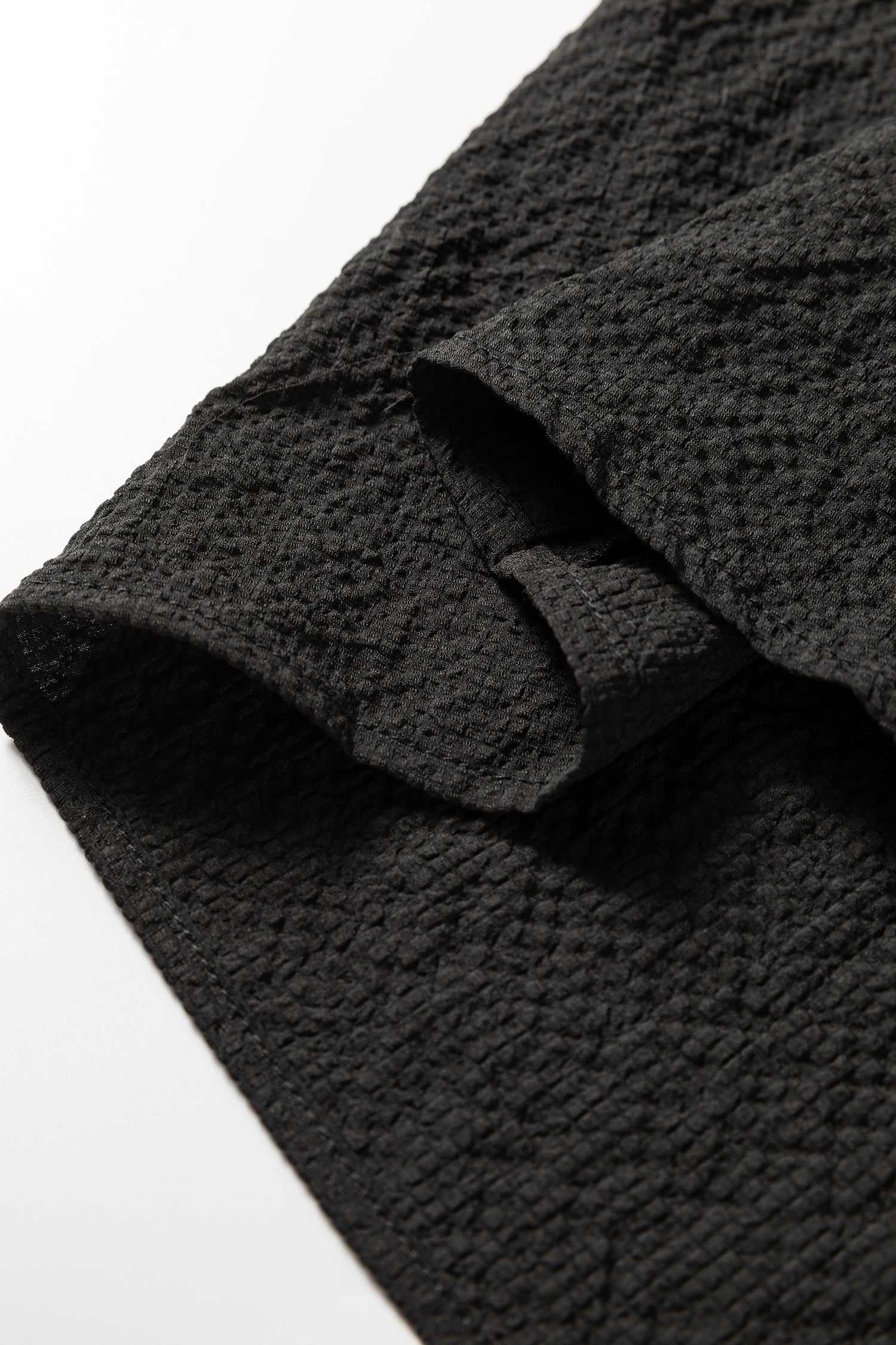 Black Color Block Patchwork Detail V Neck Textured Long Sleeve Blouse-Tops/Blouses & Shirts-[Adult]-[Female]-2022 Online Blue Zone Planet