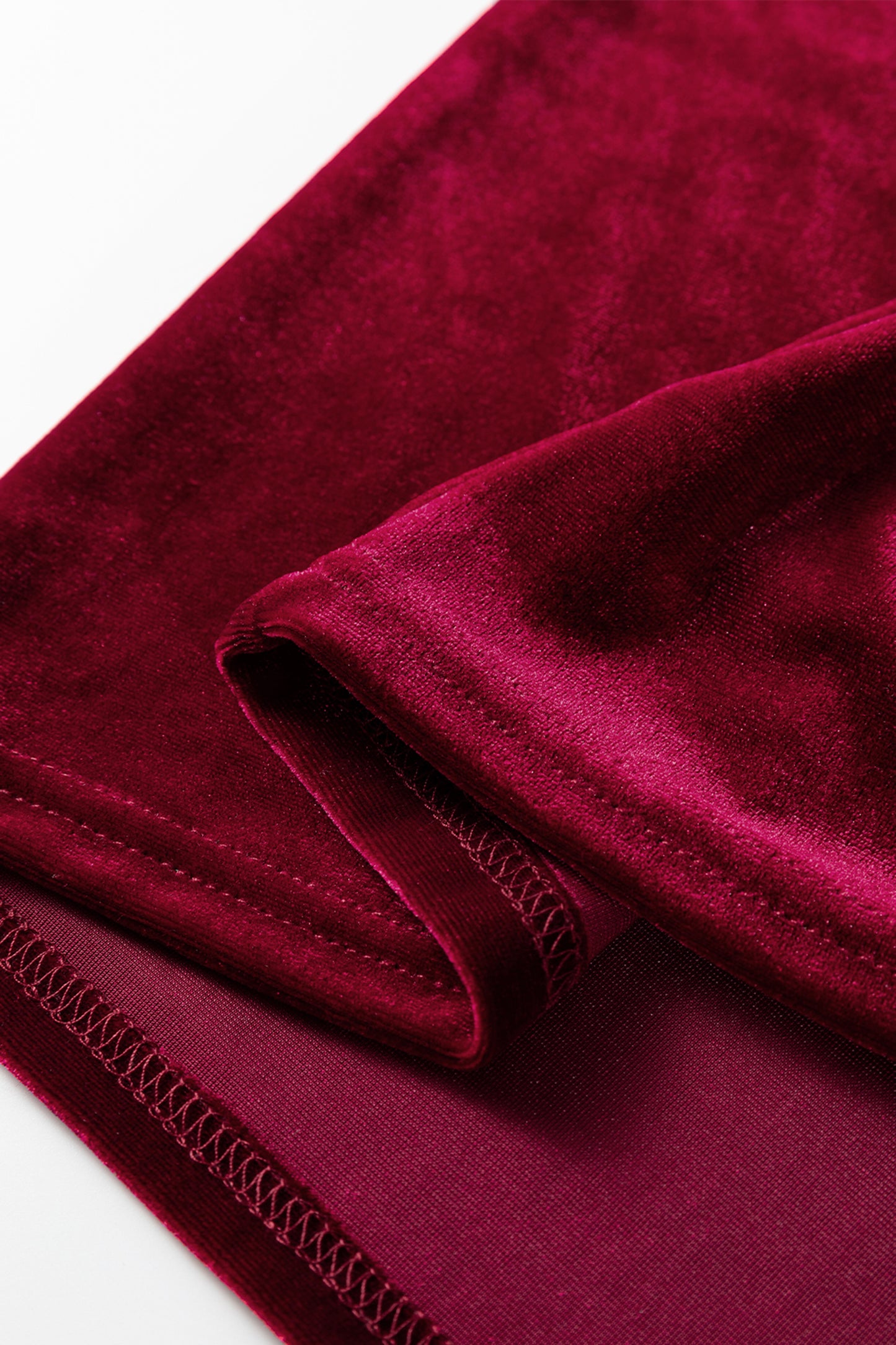 Red Dahlia Asymmetric Button Keyhole Neck Long Sleeve Velvet Blouse-Tops/Blouses & Shirts-[Adult]-[Female]-2022 Online Blue Zone Planet