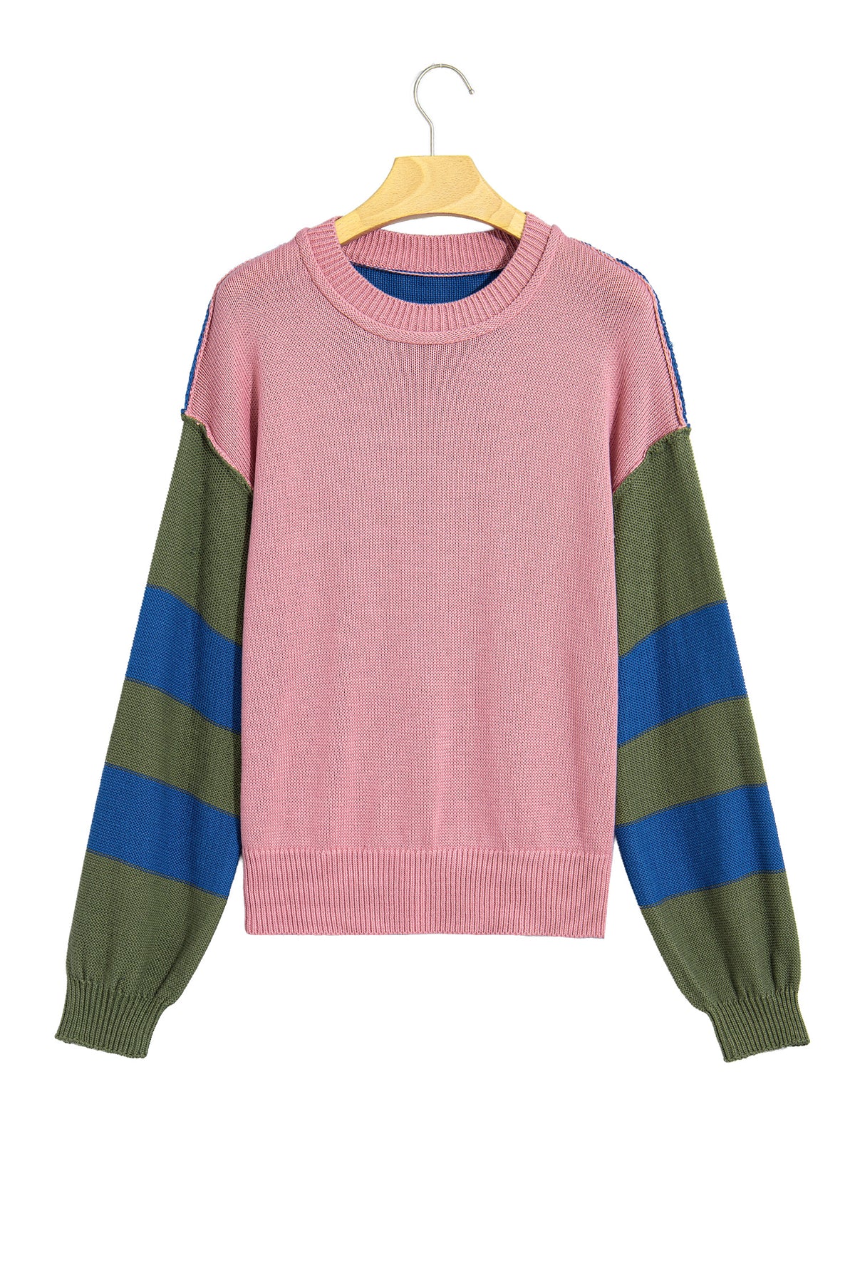 Multicolour Western Colorblock Patchwork Striped Long Sleeve Pullover Sweater-Sweaters & Cardigans/Sweaters-[Adult]-[Female]-2022 Online Blue Zone Planet