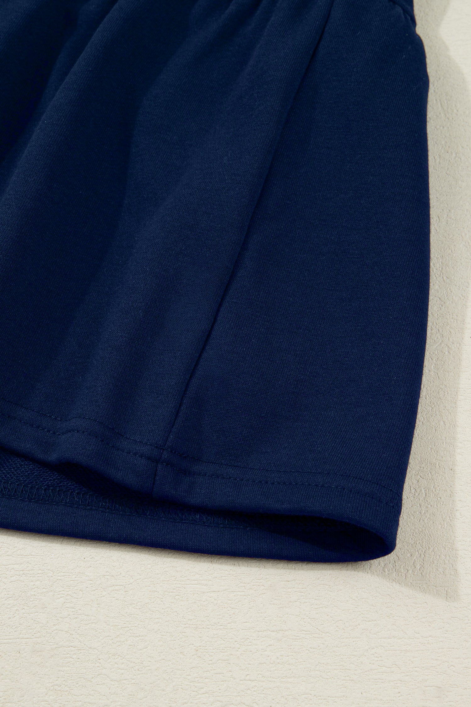 Navy Blue Contrast Striped Cuffs Polo Collar Patchwork Long Sleeve Ruffle Hem Mini Dress-TOPS / DRESSES-[Adult]-[Female]-2022 Online Blue Zone Planet