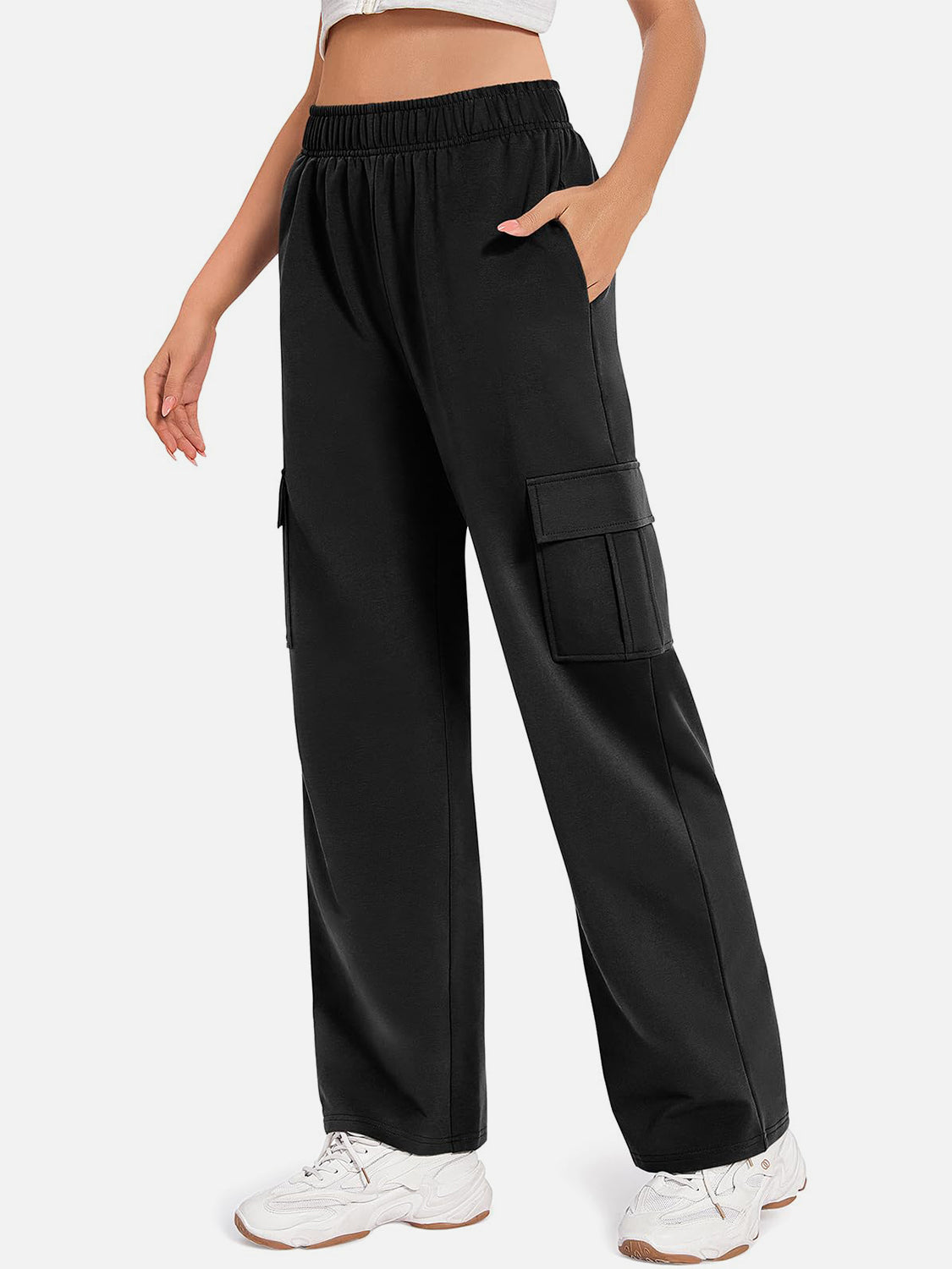 Pocketed High Waist Pants-BOTTOMS SIZES SMALL MEDIUM LARGE-[Adult]-[Female]-2022 Online Blue Zone Planet