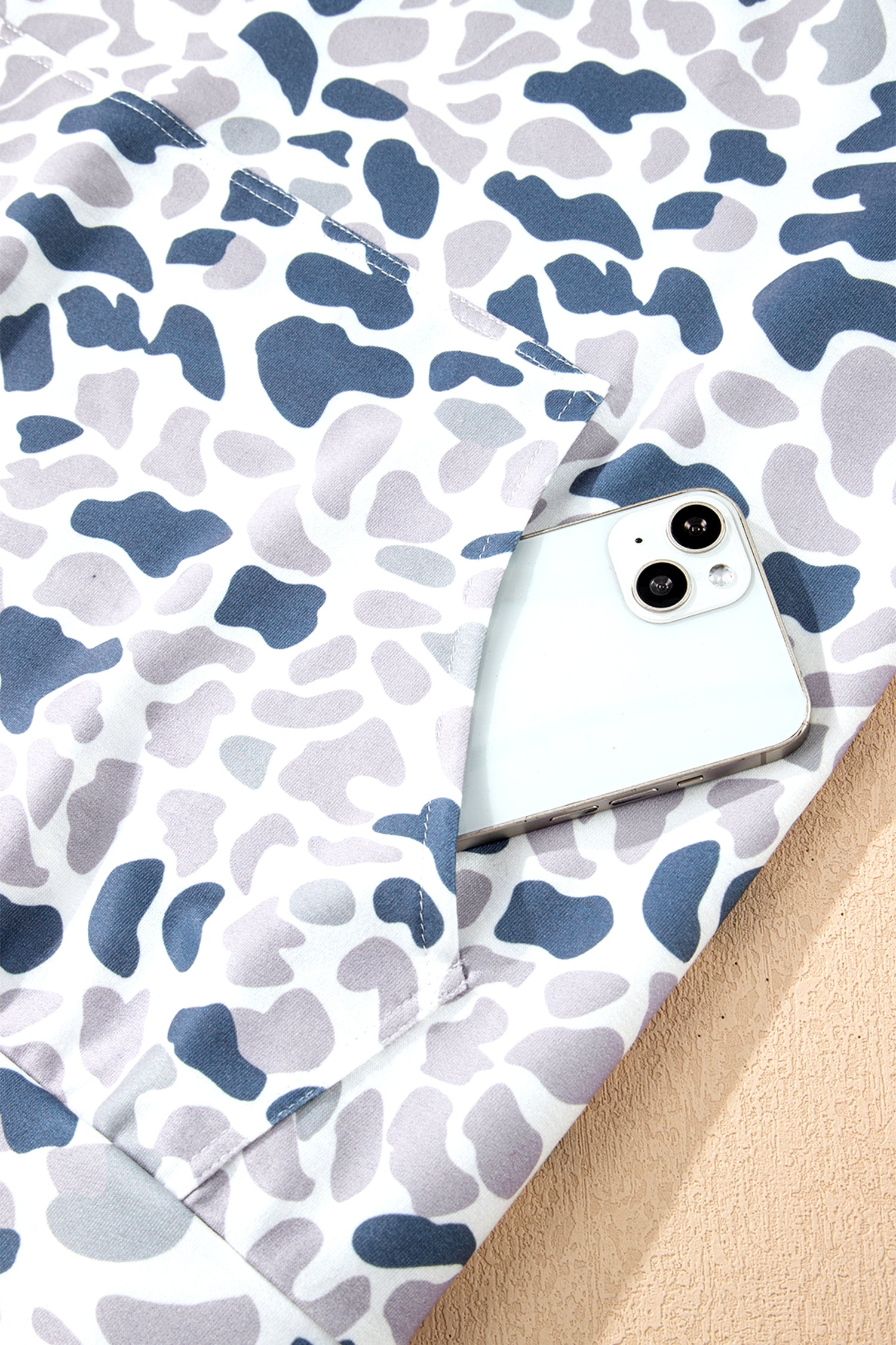 Multicolour Plus Camouflage Print Quarter Zip Kangaroo Pocket Pullover Sweatshirt-Plus Size/Plus Size Sweatshirts & Hoodies-[Adult]-[Female]-2022 Online Blue Zone Planet