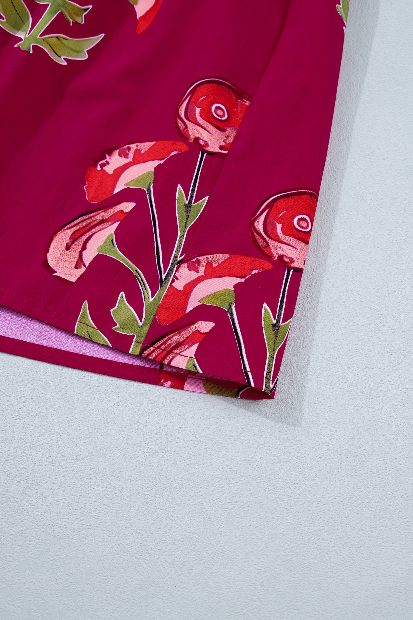 Red Floral Print Frilled V Neck Short Sleeve Ruffle Maxi Dress-Maxi Dresses-[Adult]-[Female]-2022 Online Blue Zone Planet