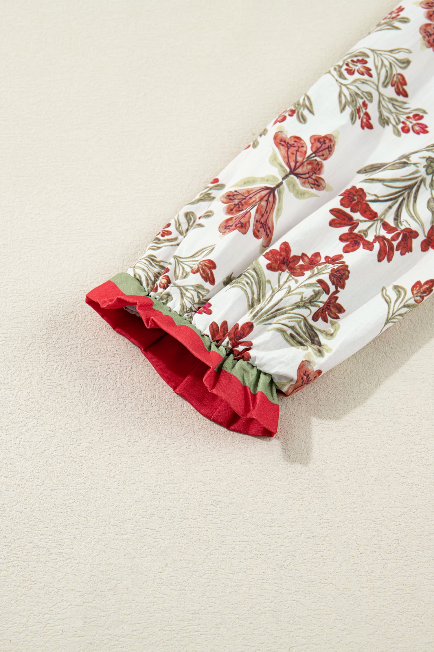 Pink Floral Print Contrast Trim Frilled Neck Long Sleeve Flared Dress-TOPS / DRESSES-[Adult]-[Female]-2022 Online Blue Zone Planet