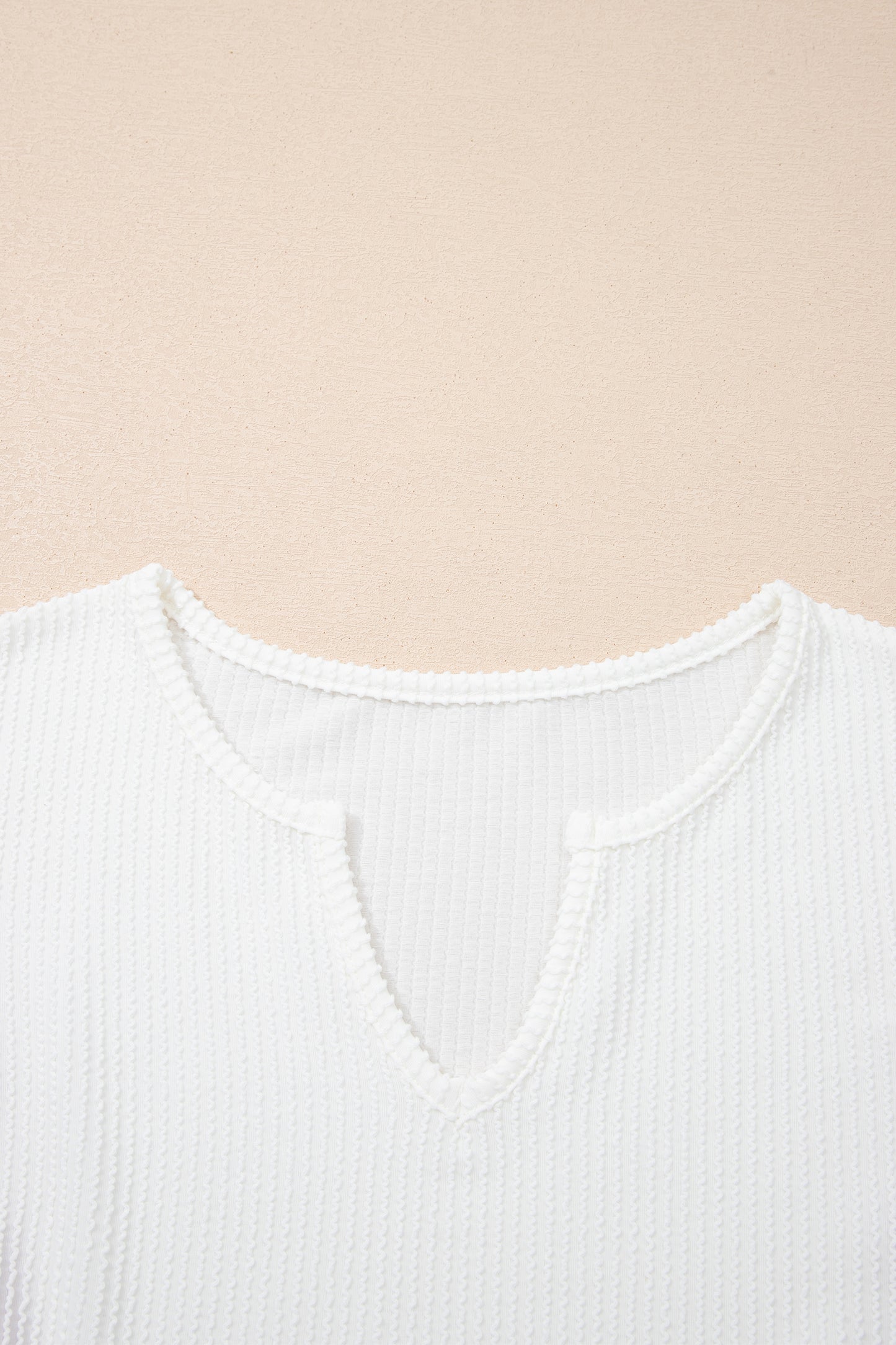 White Spiral Ribbed Raw Seam Color Block Patchwork Long Sleeve Top