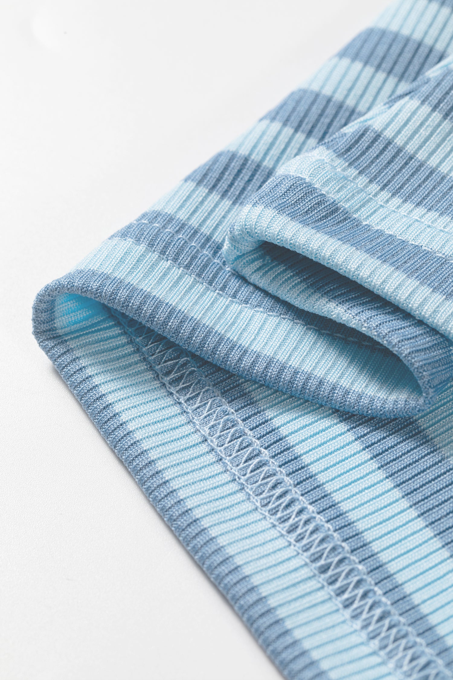 Sky Blue Stripe Ribbed Knit Slim Tank Top-Tops/Tank Tops-[Adult]-[Female]-2022 Online Blue Zone Planet