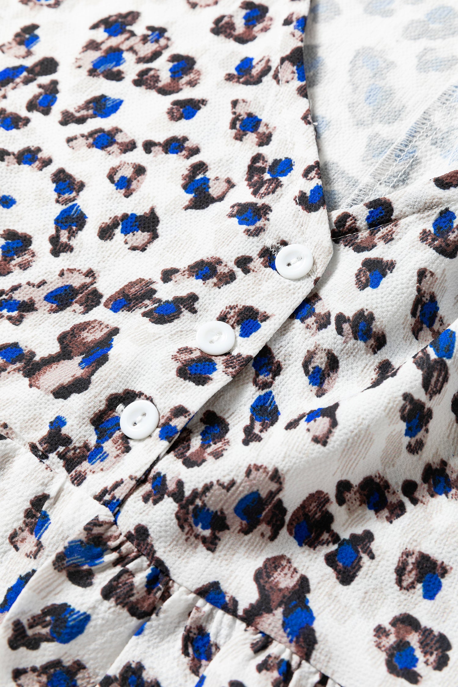 Multicolour Leopard Print V Neck Button Detail Long Sleeve Mini Dress-TOPS / DRESSES-[Adult]-[Female]-2022 Online Blue Zone Planet