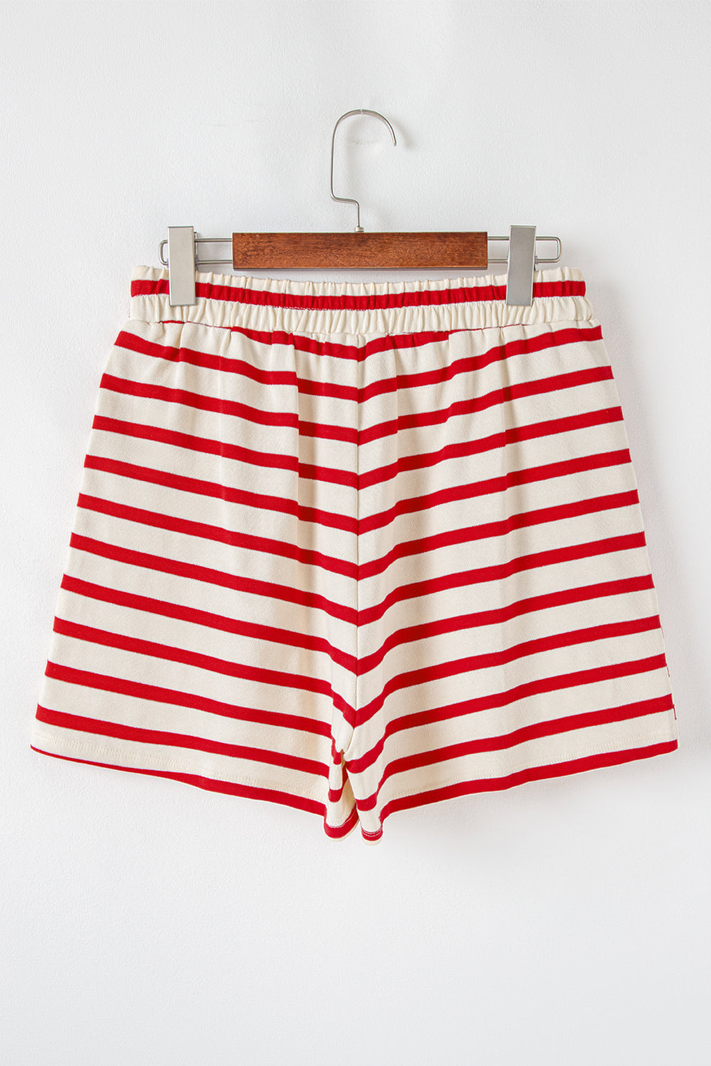 Blue Zone Planet | Red Stripe Lace-up Front Top and High Waist Shorts Set-Two Piece Sets/Short Sets-[Adult]-[Female]-2022 Online Blue Zone Planet