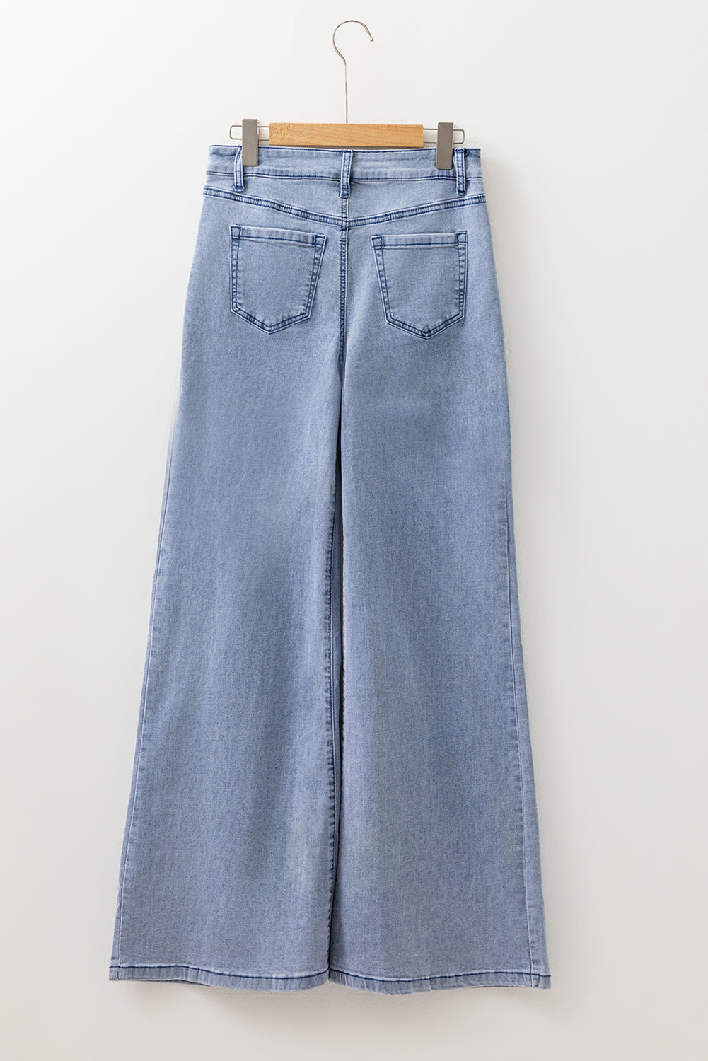 Beau Blue High Waist Button Zip Fly Bell Bottom Jeans-Bottoms/Jeans-[Adult]-[Female]-2022 Online Blue Zone Planet