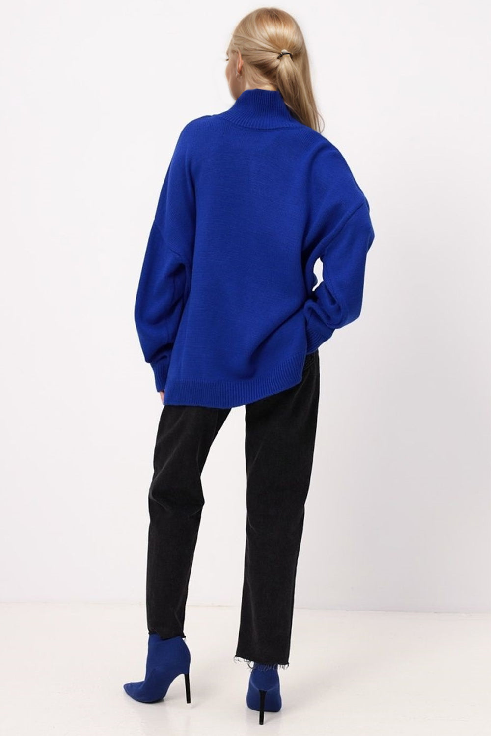 Basic Bae Side Slit Turtleneck Long Sleeve Sweater-TOPS / DRESSES-[Adult]-[Female]-2022 Online Blue Zone Planet