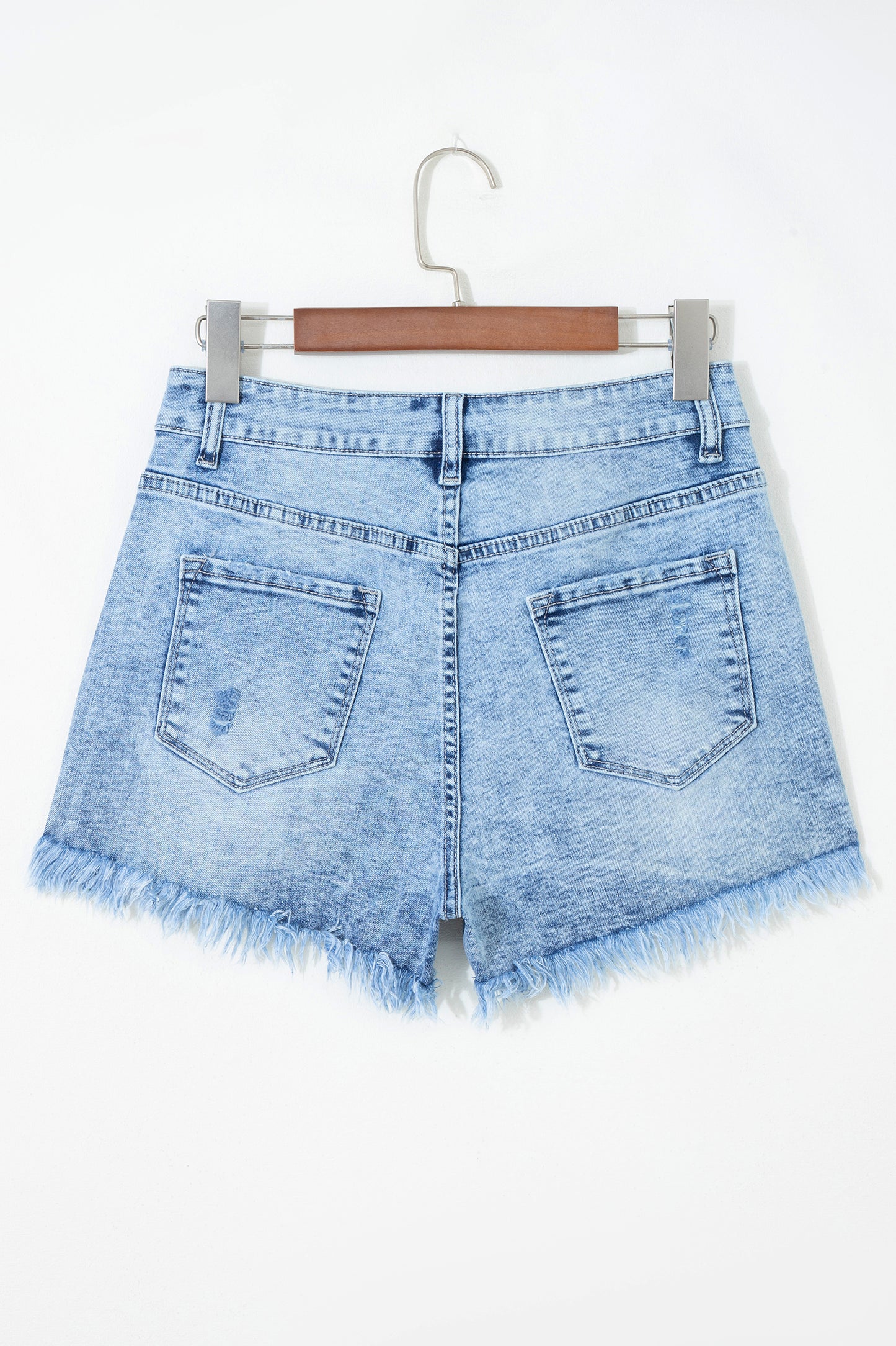 Beau Blue Distressed Acid Wash Denim Hot Shorts-Bottoms/Denim Shorts-[Adult]-[Female]-2022 Online Blue Zone Planet