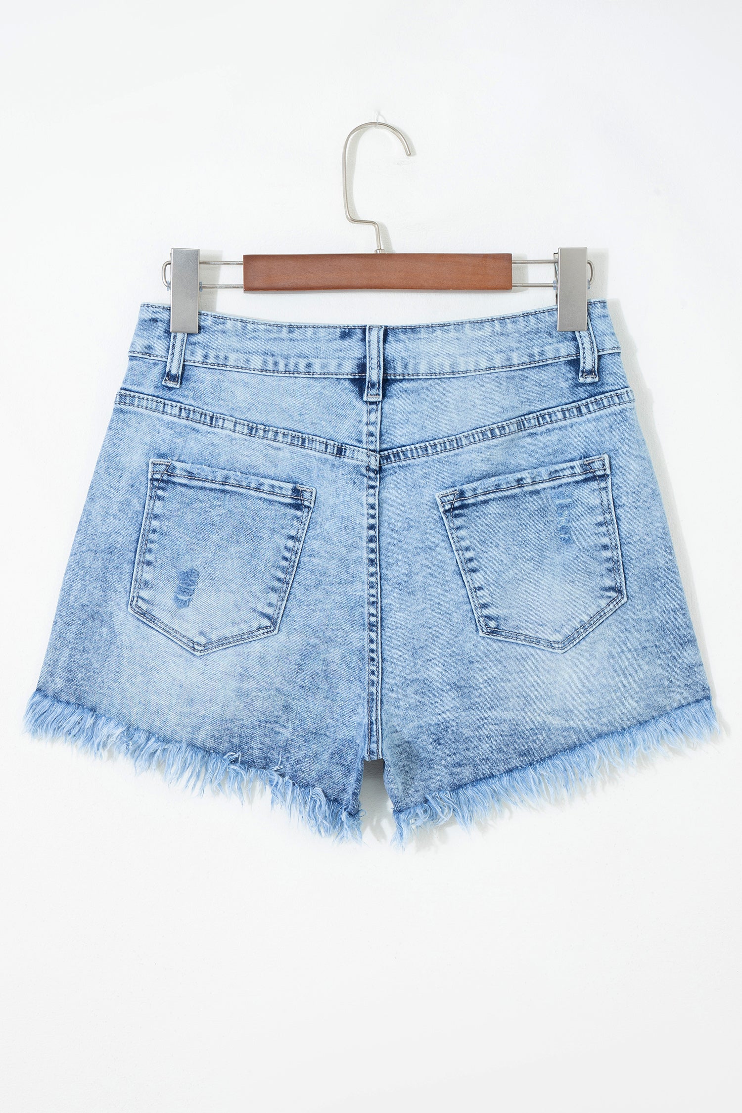 Beau Blue Distressed Acid Wash Denim Hot Shorts-Bottoms/Denim Shorts-[Adult]-[Female]-2022 Online Blue Zone Planet