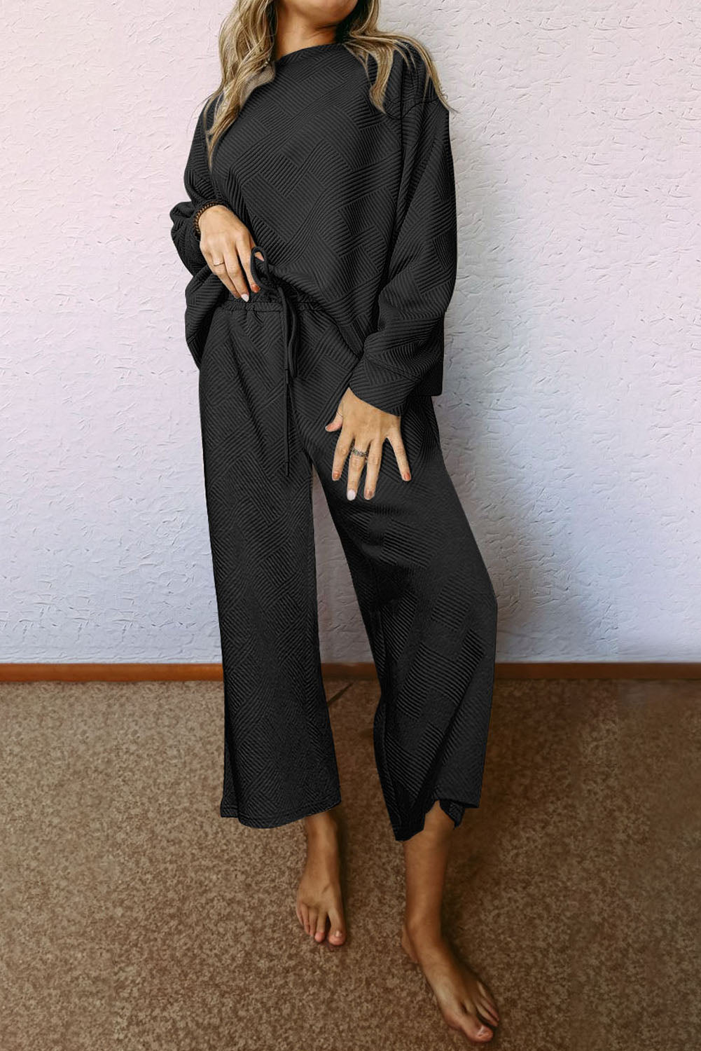 Myosotis Ultra Loose Textured 2pcs Slouchy Outfit