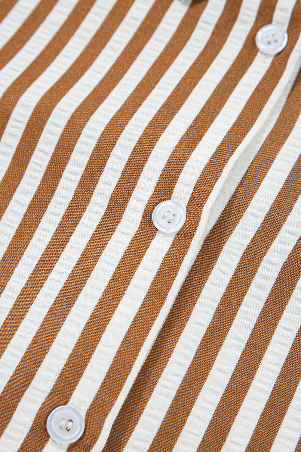 Brown Stripe Ruffled Hem Collared Long Sleeve Shirt Mini Dress-TOPS / DRESSES-[Adult]-[Female]-2022 Online Blue Zone Planet
