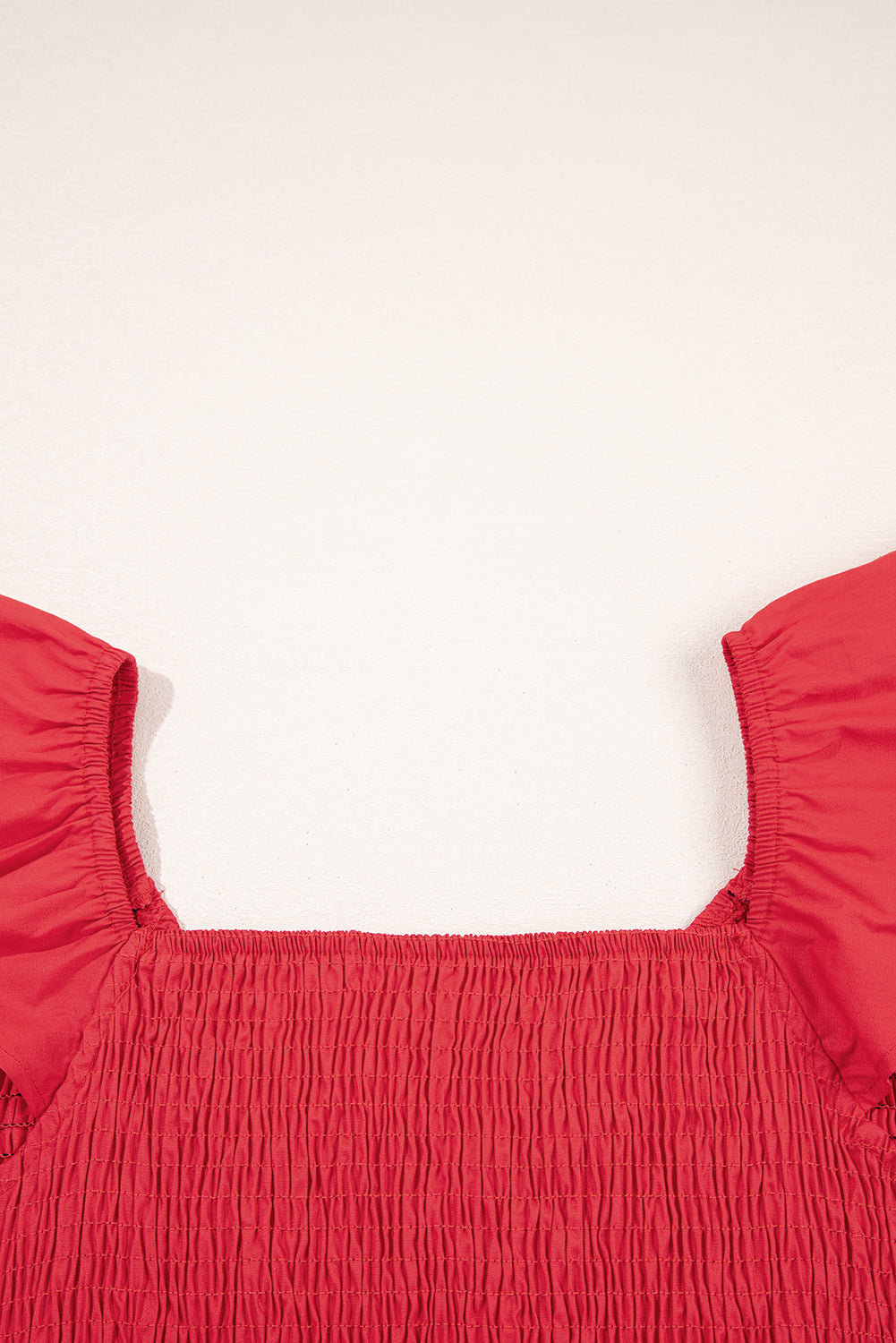 Fiery Red V Neck Flutter Sleeve Smocked Bodice High Waist Ruffle Maxi Dress-TOPS / DRESSES-[Adult]-[Female]-2022 Online Blue Zone Planet