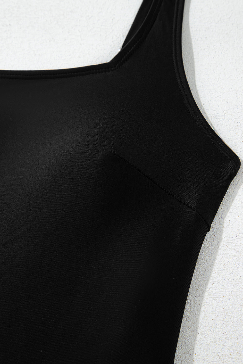 Black Side Tied Waist Square Neck Adjustable Straps A-line One Piece Swim Dress-TOPS / DRESSES-[Adult]-[Female]-2022 Online Blue Zone Planet
