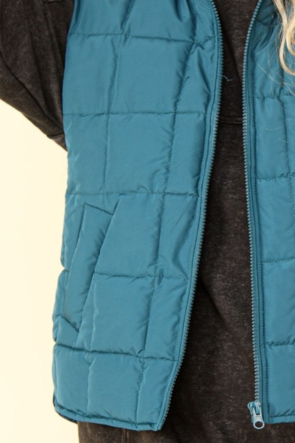 VERY J Zip Up Puffer Padded Warm Vest-TOPS / DRESSES-[Adult]-[Female]-2022 Online Blue Zone Planet