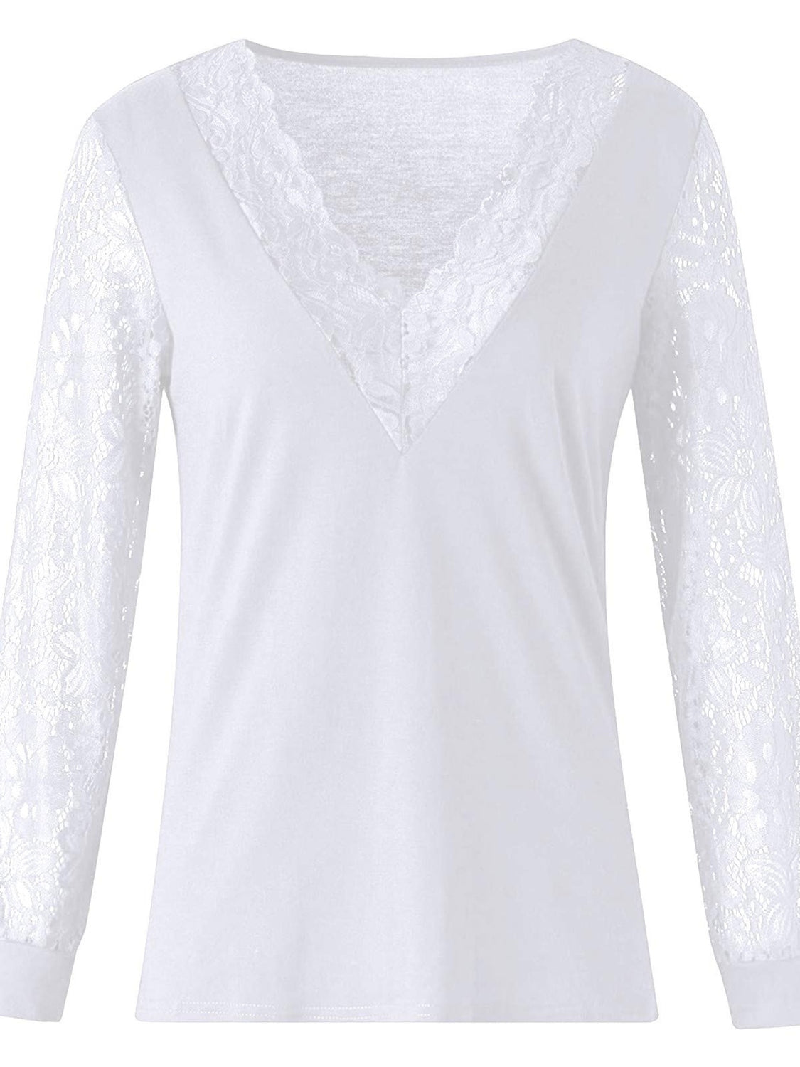 Full Size Lace Detail V-Neck Long Sleeve Blouse-TOPS / DRESSES-[Adult]-[Female]-2022 Online Blue Zone Planet