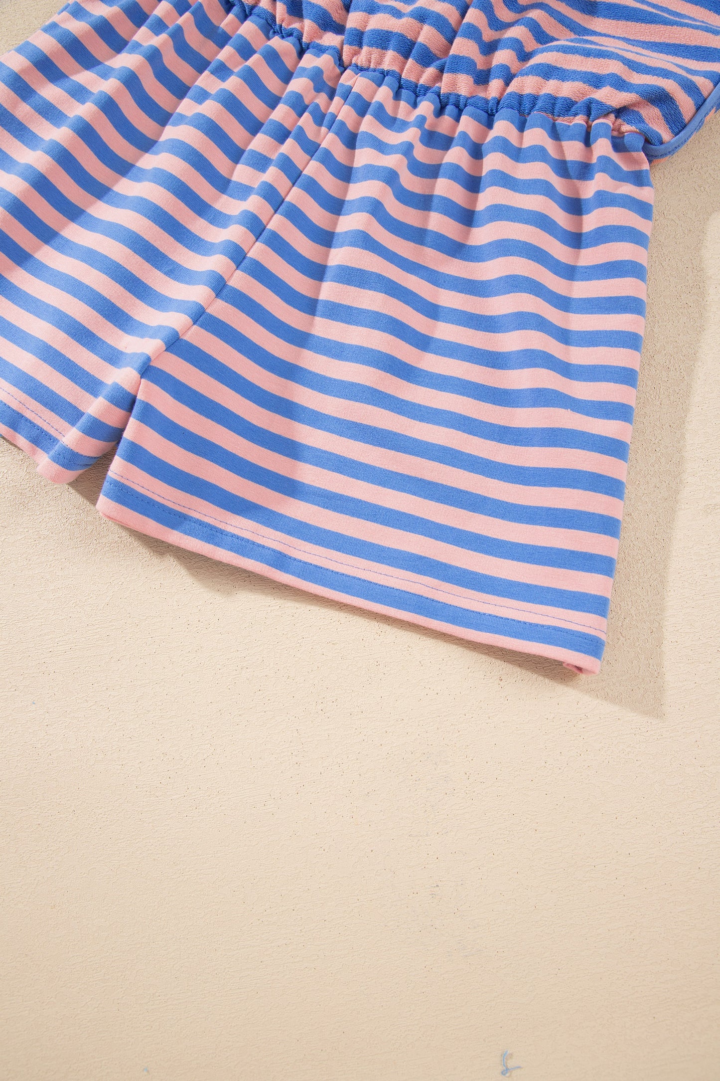 Blue Stripe Long Sleeve Relaxed Pullover Drawstring Mini Skort 2pcs Set-Two Piece Sets/Two Piece Dresses-[Adult]-[Female]-2022 Online Blue Zone Planet