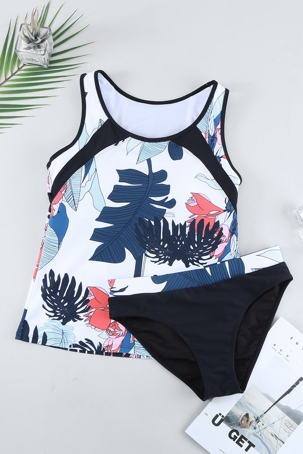 Printed Wide Strap Tankini Set-TOPS / DRESSES-[Adult]-[Female]-2022 Online Blue Zone Planet