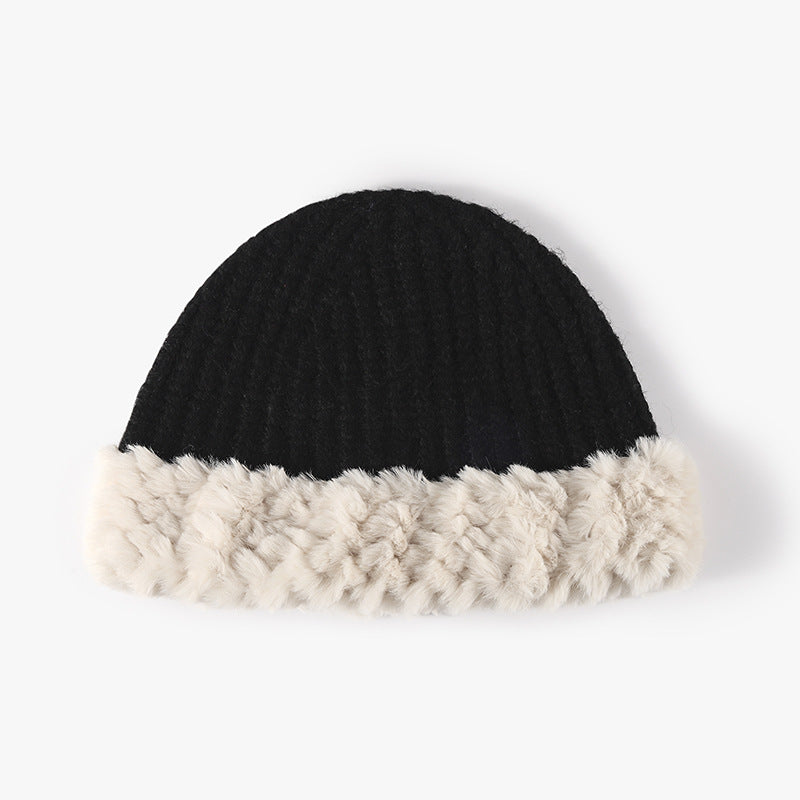 Fuzzy Hem Knit Hat-BEANIES-[Adult]-[Female]-Black-One Size-2022 Online Blue Zone Planet