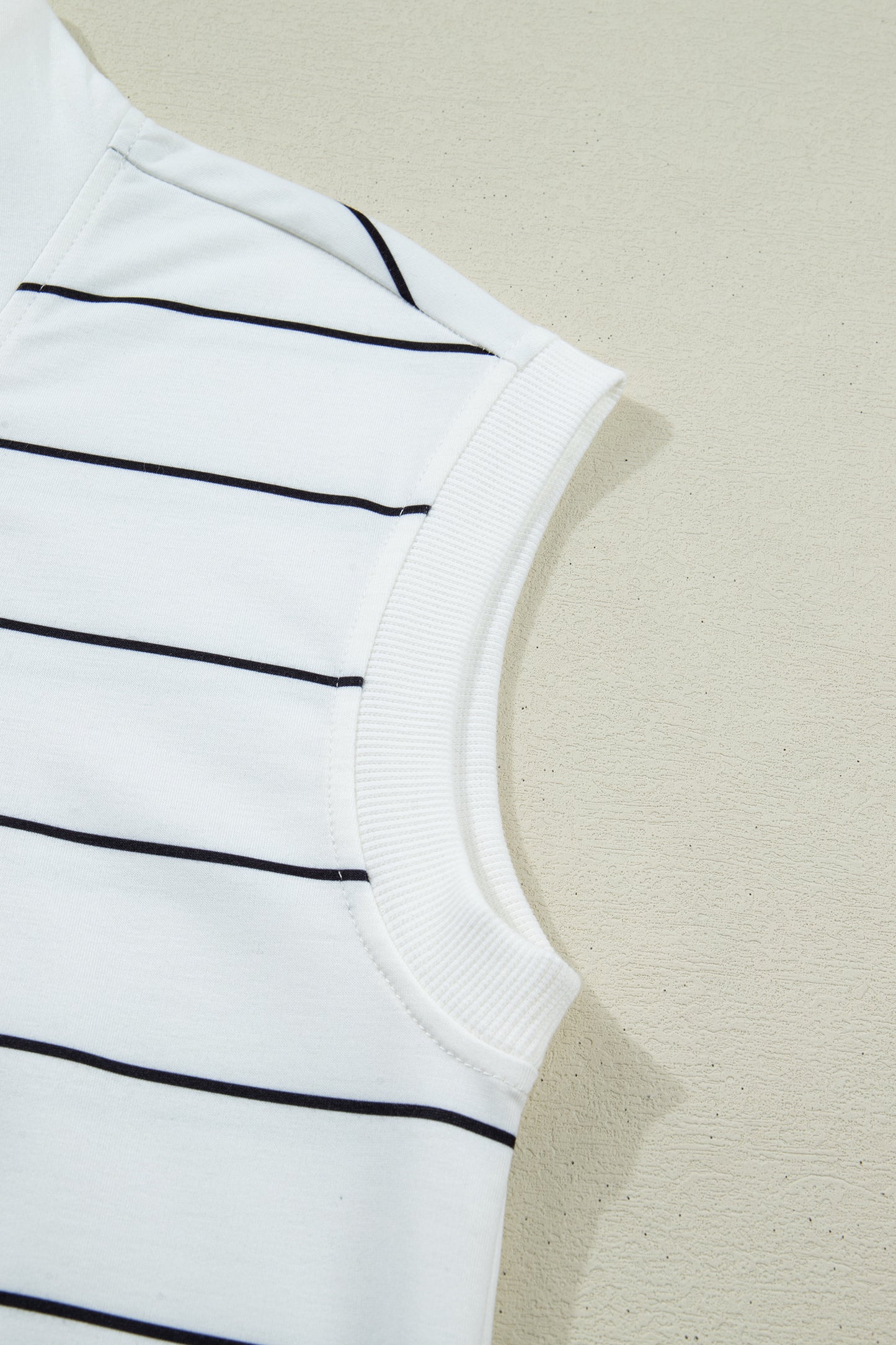 White Stripe Color Block Zip V Neck Sleeveless Top-Tops/Tank Tops-[Adult]-[Female]-2022 Online Blue Zone Planet