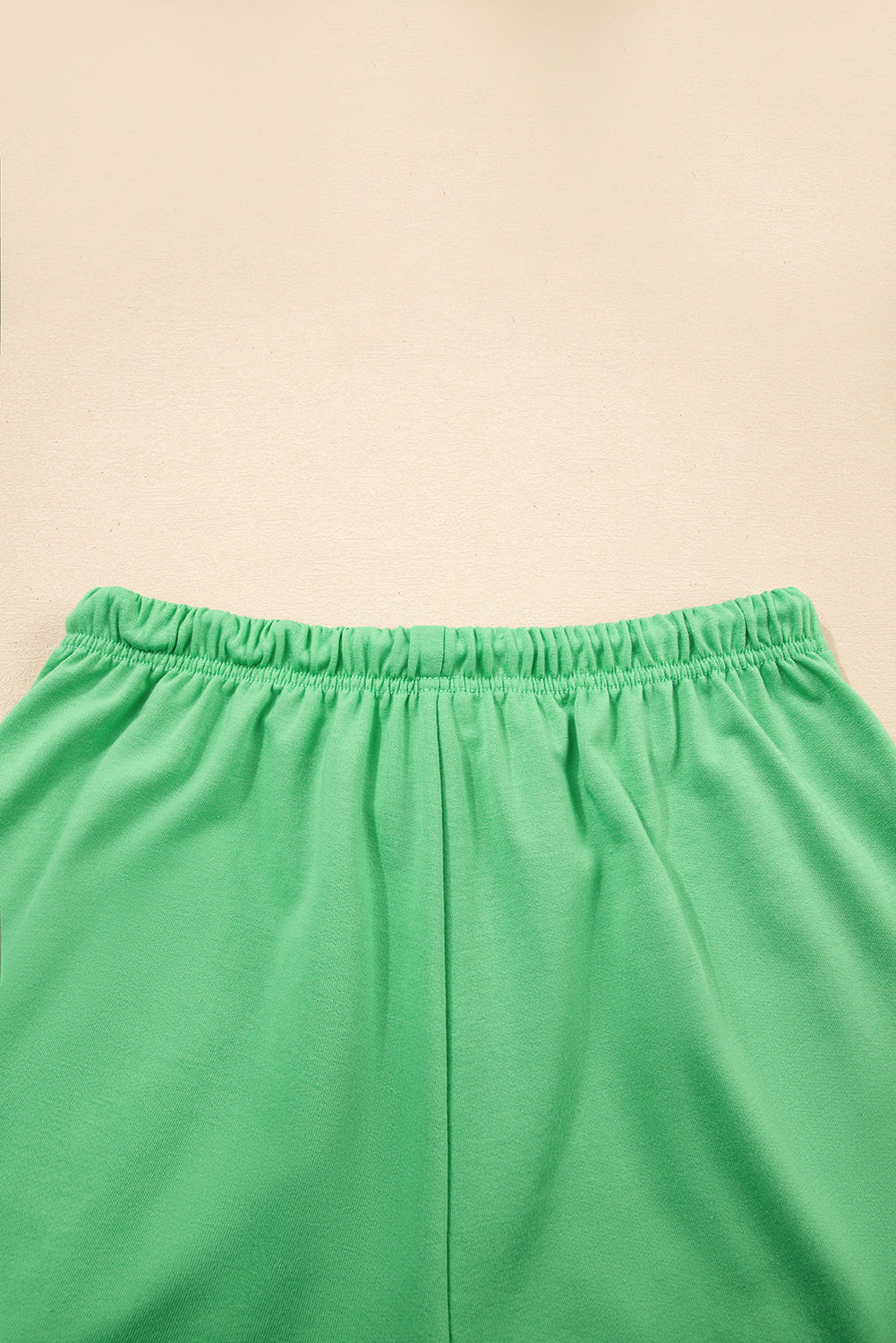 Mint Green V Neck Drop Shoulder Tee And Patchwork Drawstring Shorts Set-Two Piece Sets/Short Sets-[Adult]-[Female]-2022 Online Blue Zone Planet