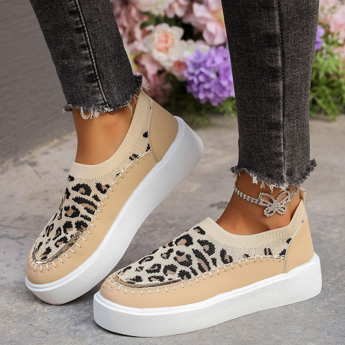 Blue Zone Planet | Leopard Round Toe Platform Sneakers-SNEAKERS-[Adult]-[Female]-2022 Online Blue Zone Planet