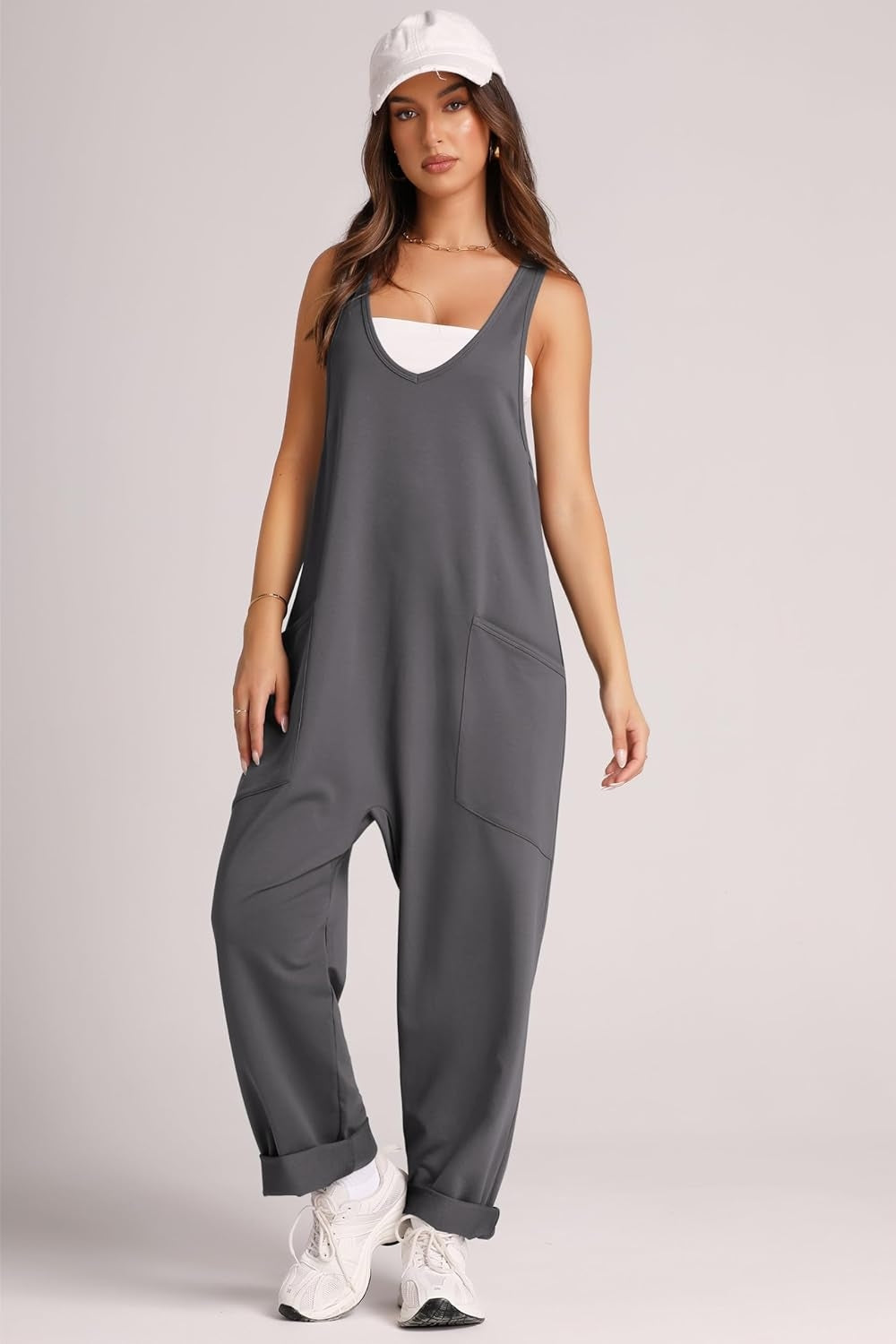 Blue Zone Planet | Wide Strap Jumpsuit with Pockets-TOPS / DRESSES-[Adult]-[Female]-2022 Online Blue Zone Planet