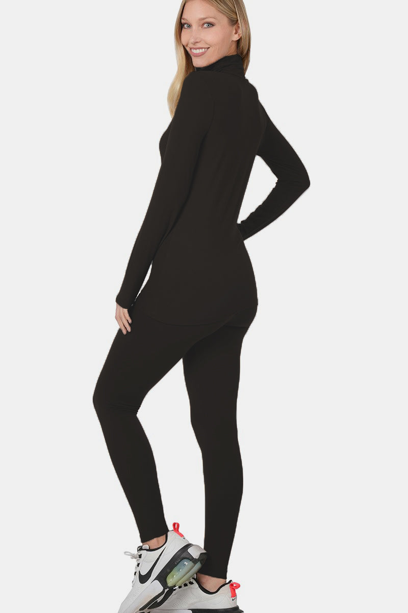 Blue Zone Planet | Zenana Full Size Turtleneck Top and Leggings Lounge Set-TOPS / DRESSES-[Adult]-[Female]-2022 Online Blue Zone Planet