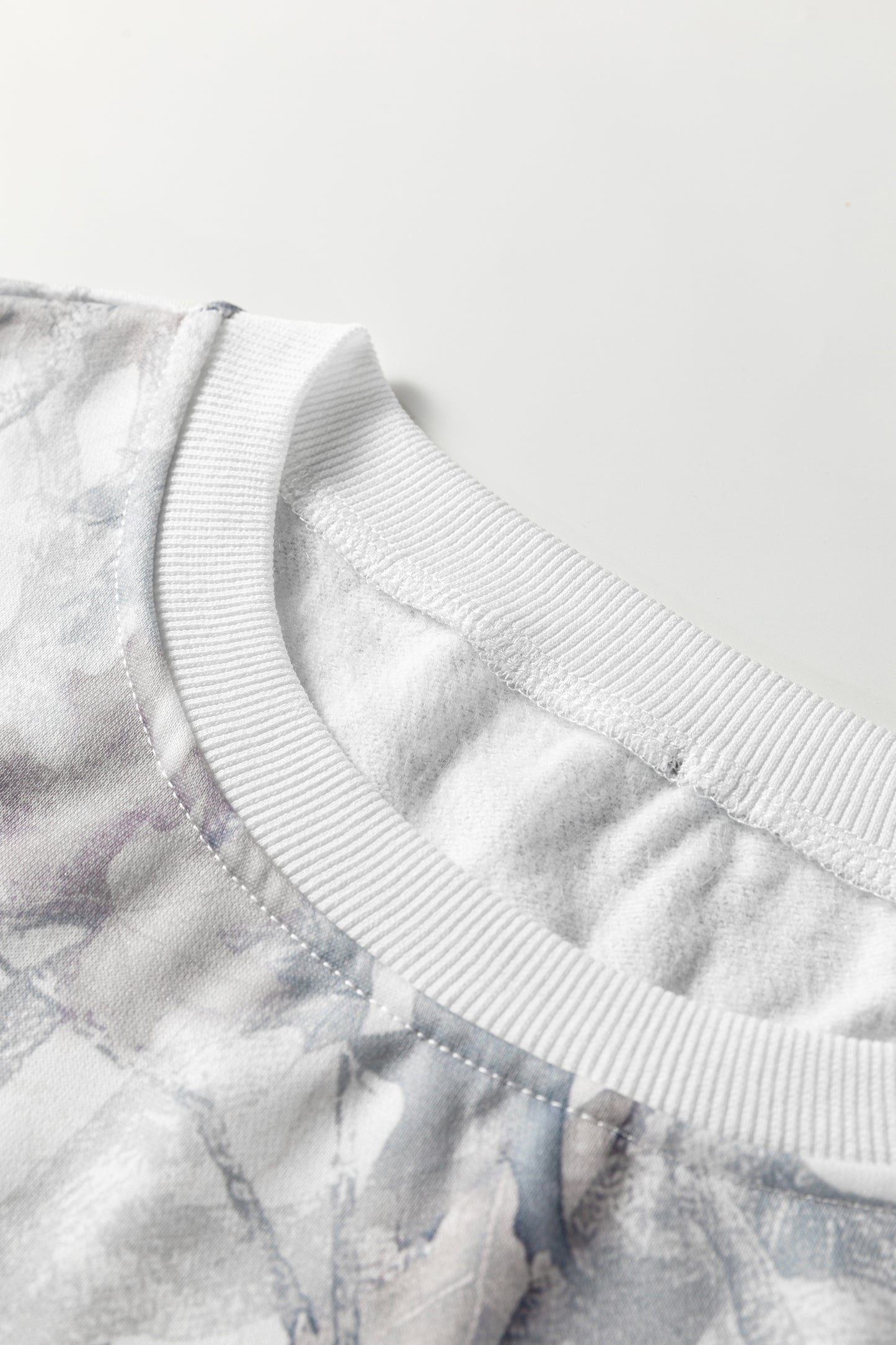 Light Grey Abstract Woodland Camo Print Baggy Pullover Drawstring Shorts Set-Two Piece Sets/Short Sets-[Adult]-[Female]-2022 Online Blue Zone Planet