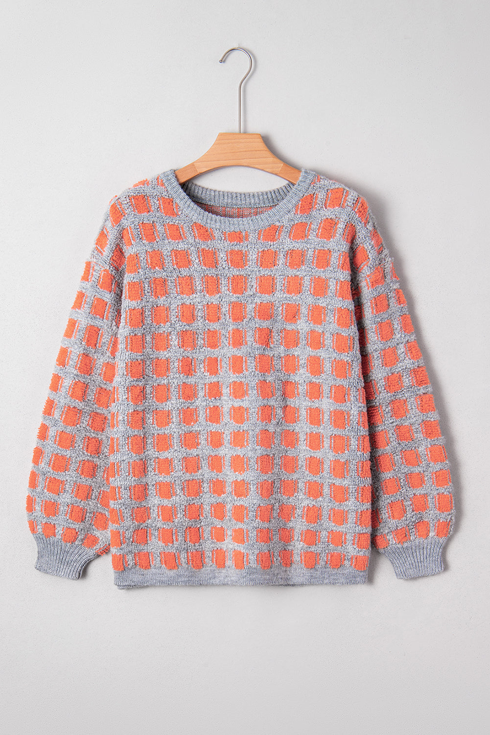 Pink Checkered Oversized Side Slit Sweater-TOPS / DRESSES-[Adult]-[Female]-2022 Online Blue Zone Planet