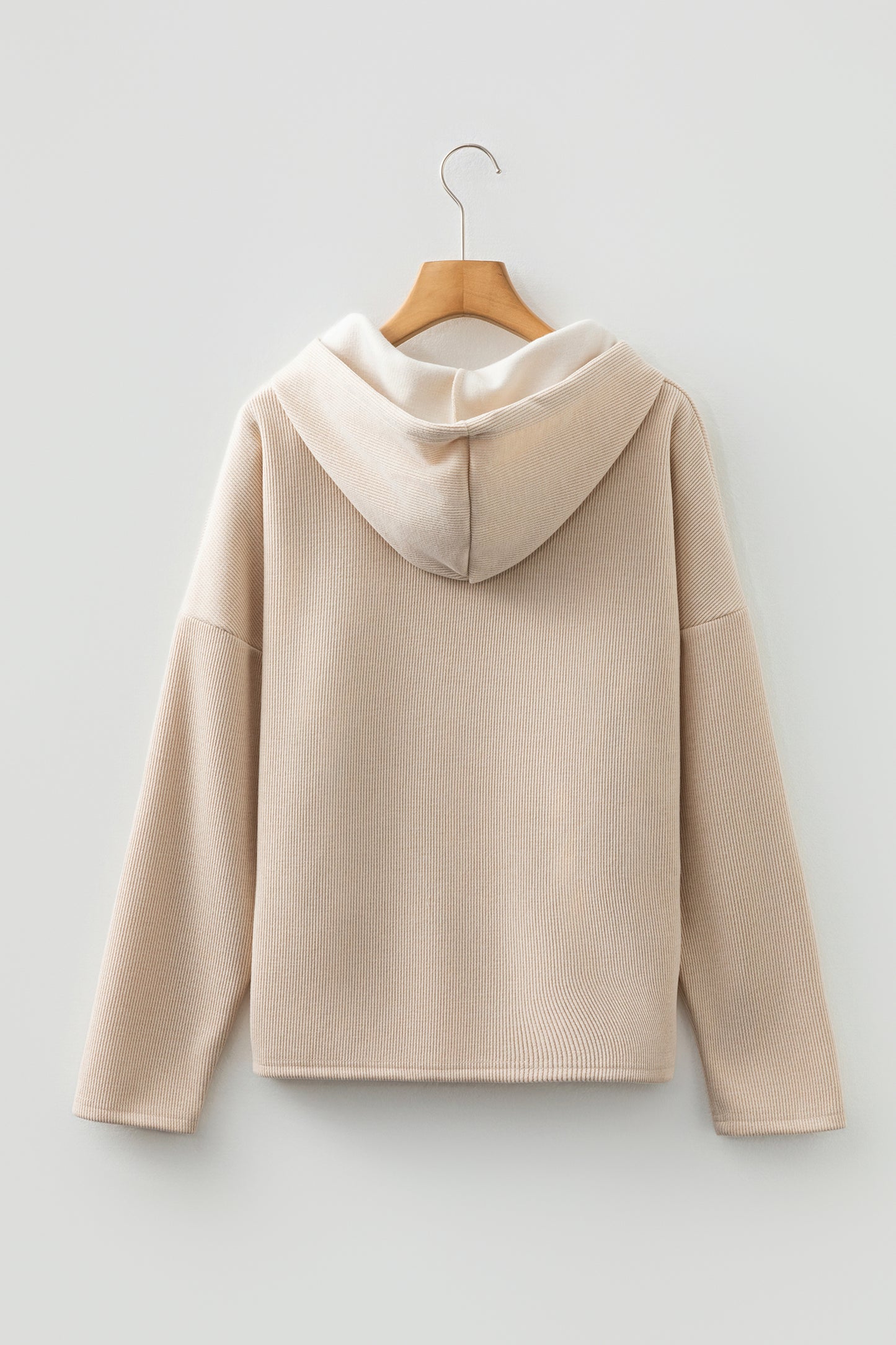 Parchment Thermal Textured Leopard Drawstring Baggy Hoodie-Tops / Dresses-[Adult]-[Female]-2022 Online Blue Zone Planet