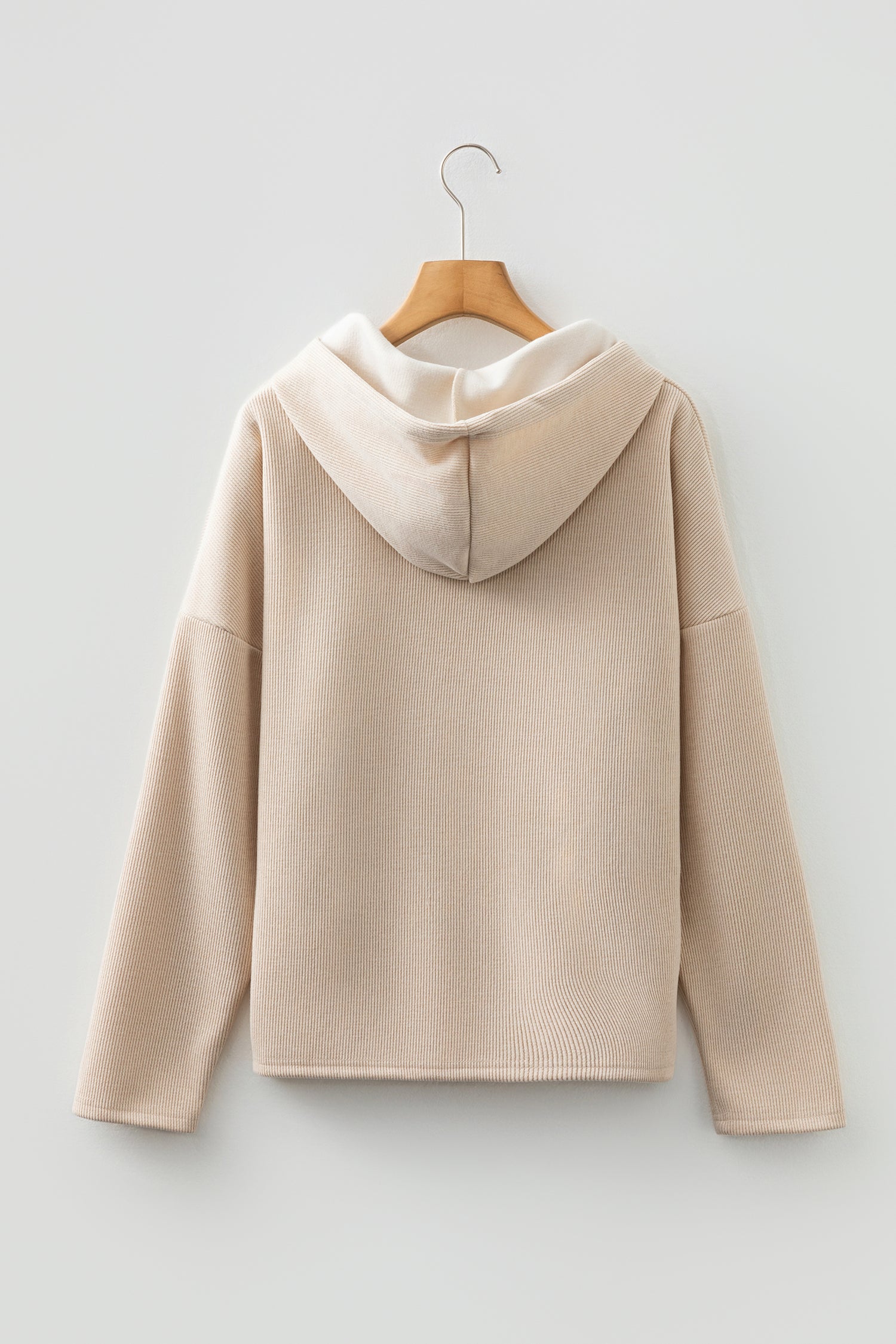 Parchment Thermal Textured Leopard Drawstring Baggy Hoodie-Tops / Dresses-[Adult]-[Female]-2022 Online Blue Zone Planet