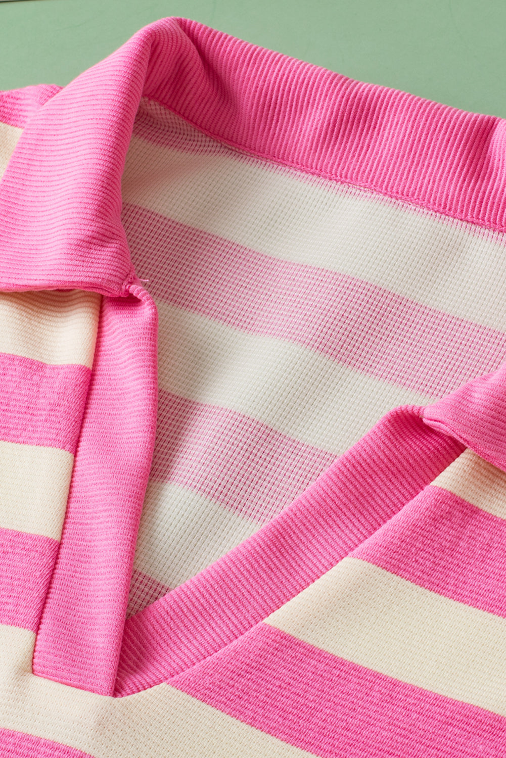 Pink Stripe V Neck Collared Cap Sleeve Top-Tops/Tops & Tees-[Adult]-[Female]-2022 Online Blue Zone Planet