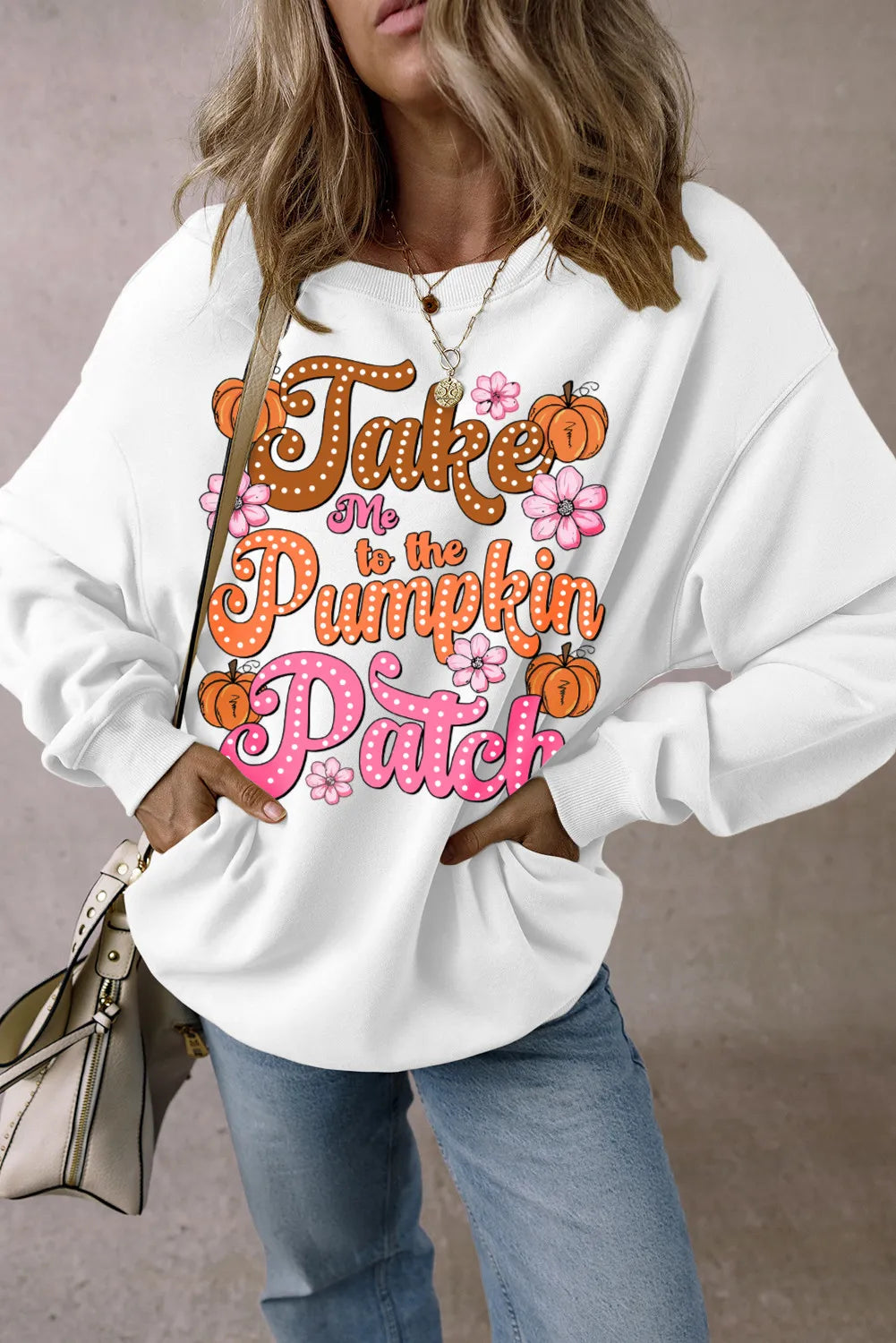 Letter Graphic Long Sleeve Sweatshirt-TOPS / DRESSES-[Adult]-[Female]-White-S-2022 Online Blue Zone Planet