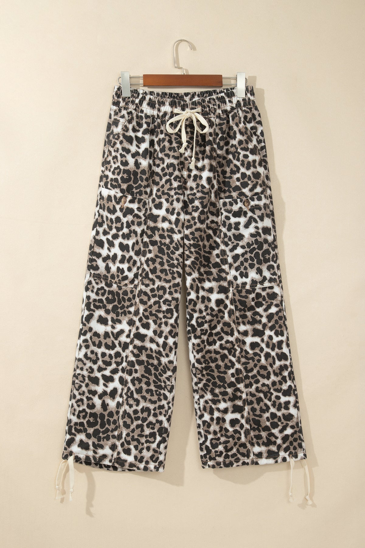 Black Leopard Print Drawstring Jogger Jeans-Bottoms/Jeans-[Adult]-[Female]-2022 Online Blue Zone Planet