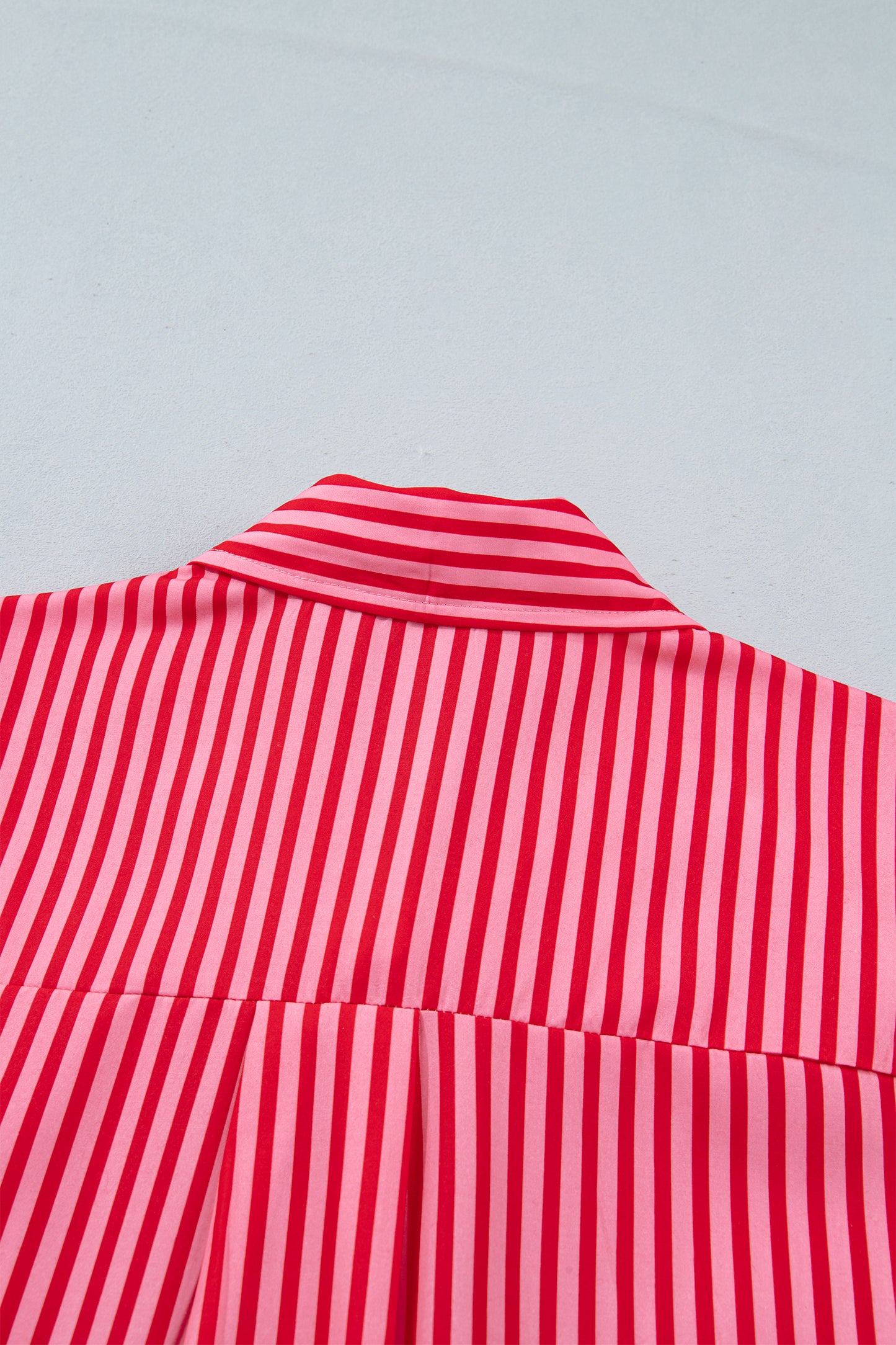 Red Stripe Button-Up Shirt Long Sleeve Patch Pocket Casual Shirt-Tops/Blouses & Shirts-[Adult]-[Female]-2022 Online Blue Zone Planet
