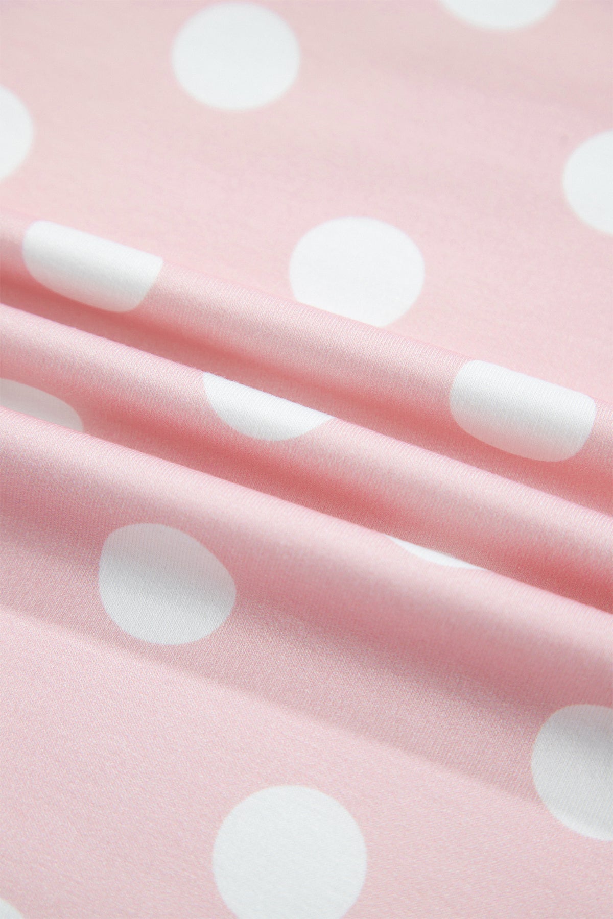 Pink Polka Dot Contrast Trim Long Sleeve Top Drawstring Shift Pants Set-Two Piece Sets/Pant Sets-[Adult]-[Female]-2022 Online Blue Zone Planet