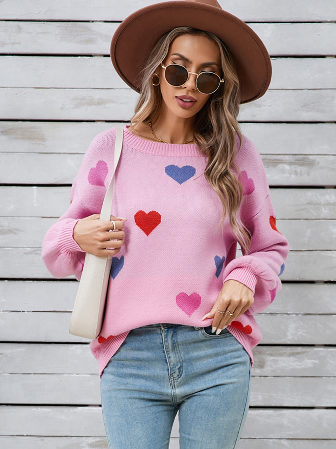 Angel Wings Heart Round Neck Long Sleeve Sweater-TOPS / DRESSES-[Adult]-[Female]-2022 Online Blue Zone Planet