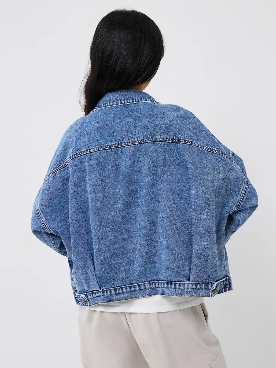 Pocketed Button Up Long Sleeve Denim Top-TOPS / DRESSES-[Adult]-[Female]-2022 Online Blue Zone Planet