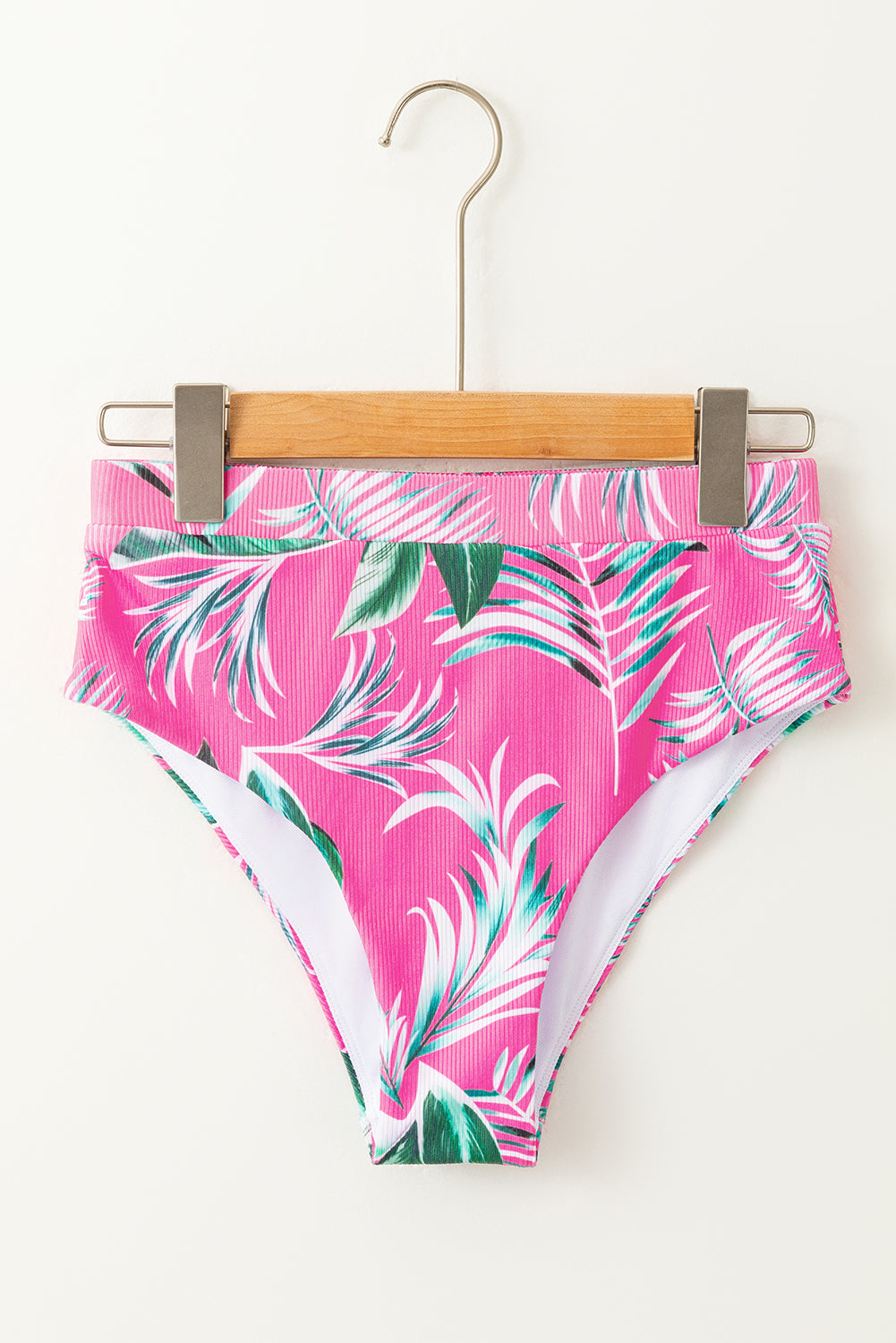 Rose Tropical Print Textured Bikini Bottoms-Swimwear/Swim Bottoms-[Adult]-[Female]-2022 Online Blue Zone Planet