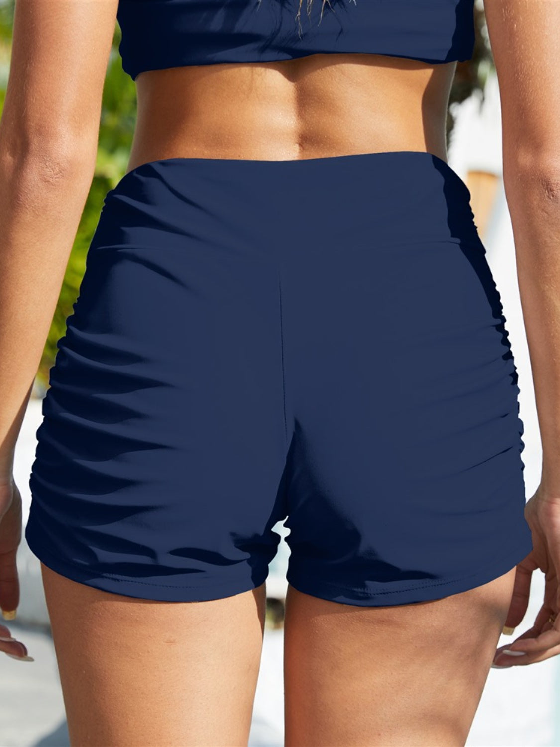 Ruched Mid-Rise Waist Swim Shorts-TOPS / DRESSES-[Adult]-[Female]-2022 Online Blue Zone Planet