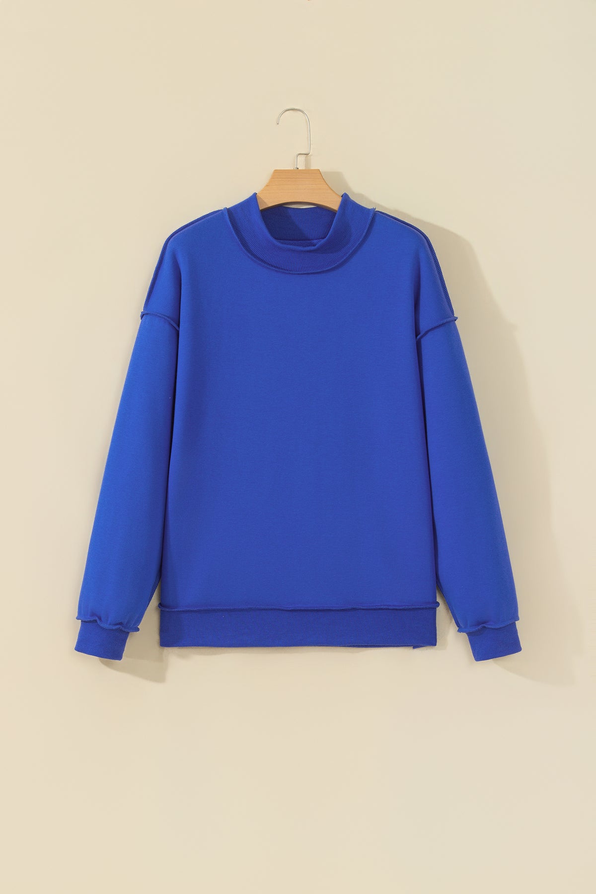 Black Oversize Drop Shoulder Reversible Mock Neck Sweatshirt-Tops/Sweatshirts & Hoodies-[Adult]-[Female]-2022 Online Blue Zone Planet
